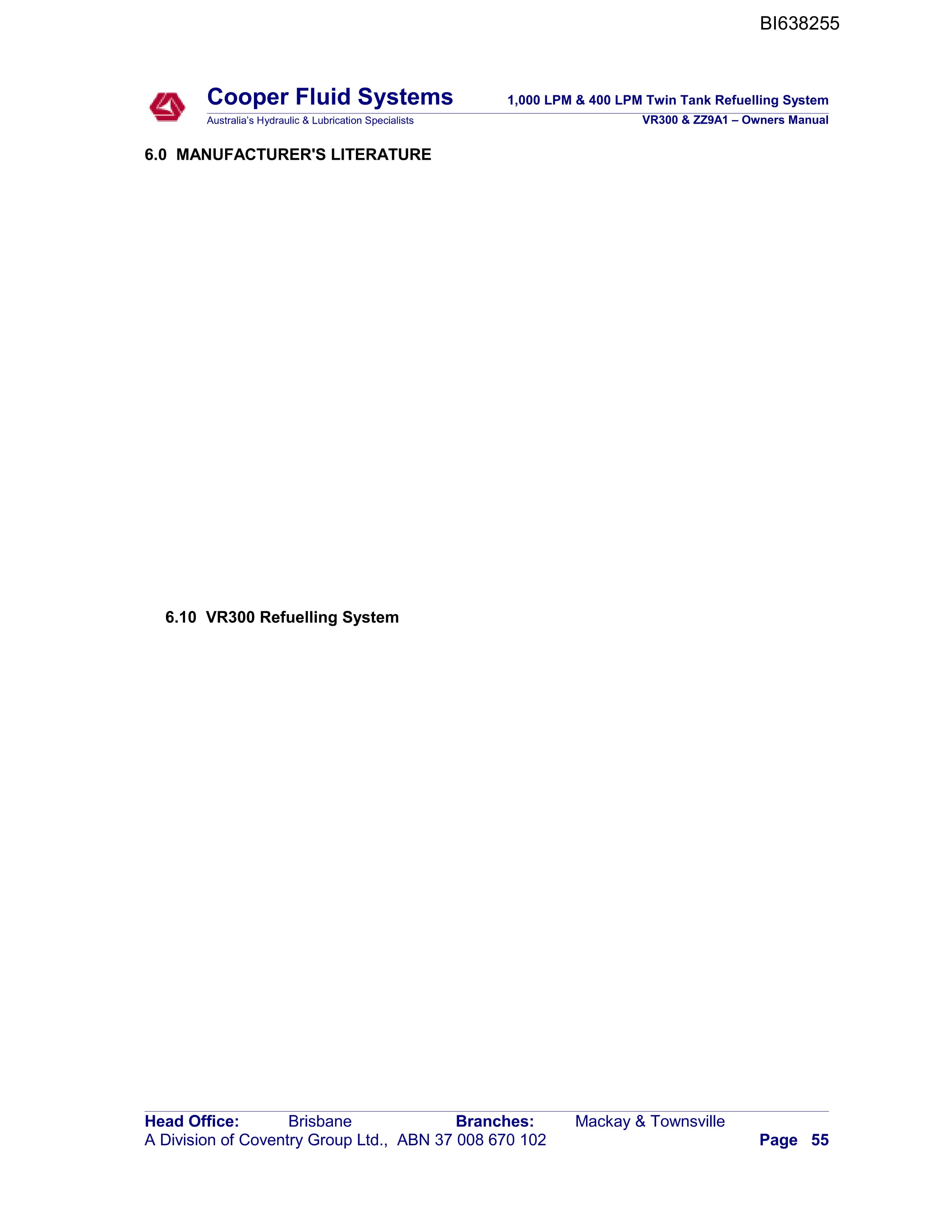 Bucyrus VR 300 Technical Manual BI638255-3