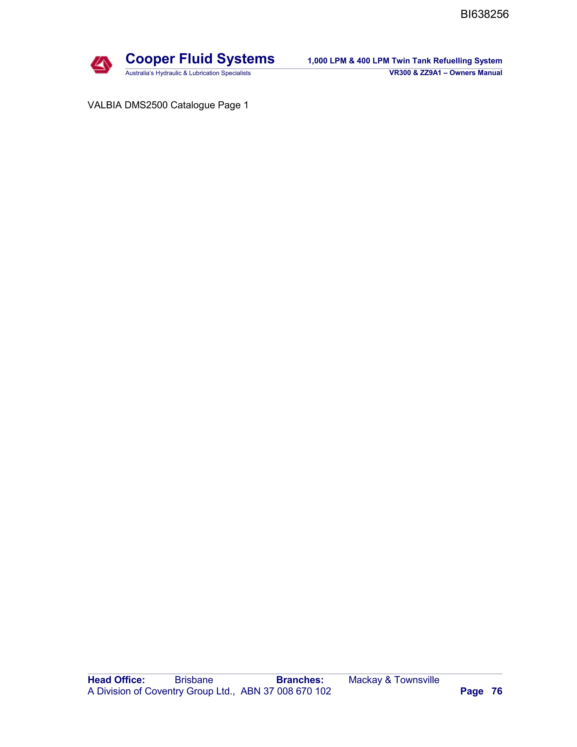Bucyrus VR 300 Technical Manual BI638256-5