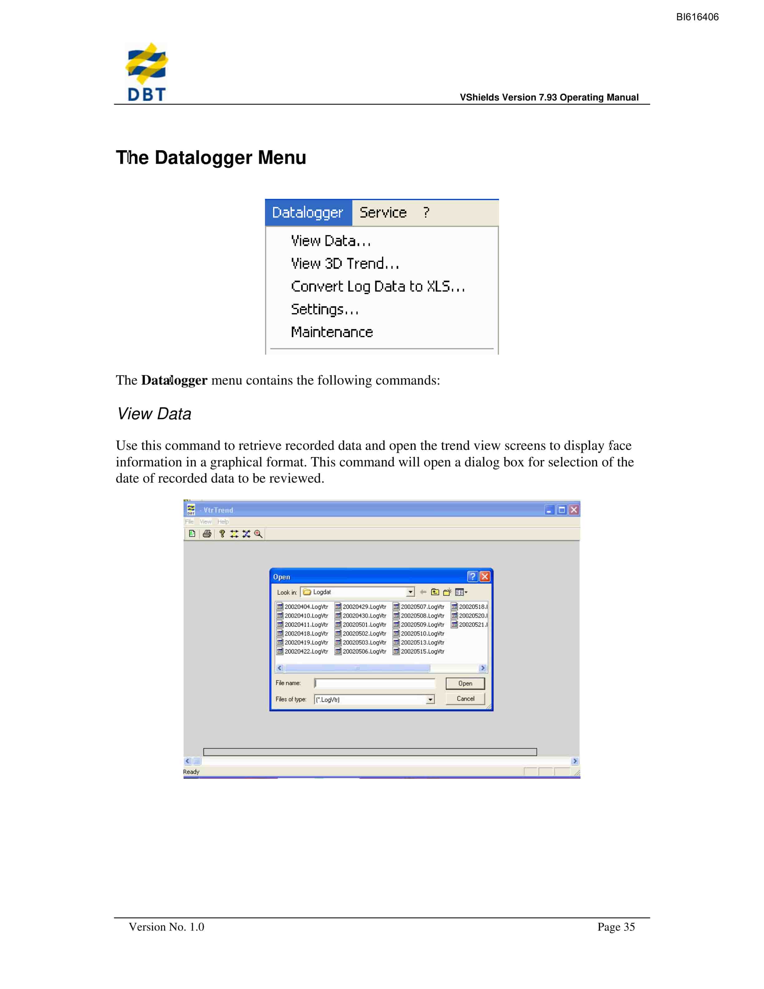 Bucyrus VShields Operating Manual Software Version 7-93 Technical Manual BI616406-4