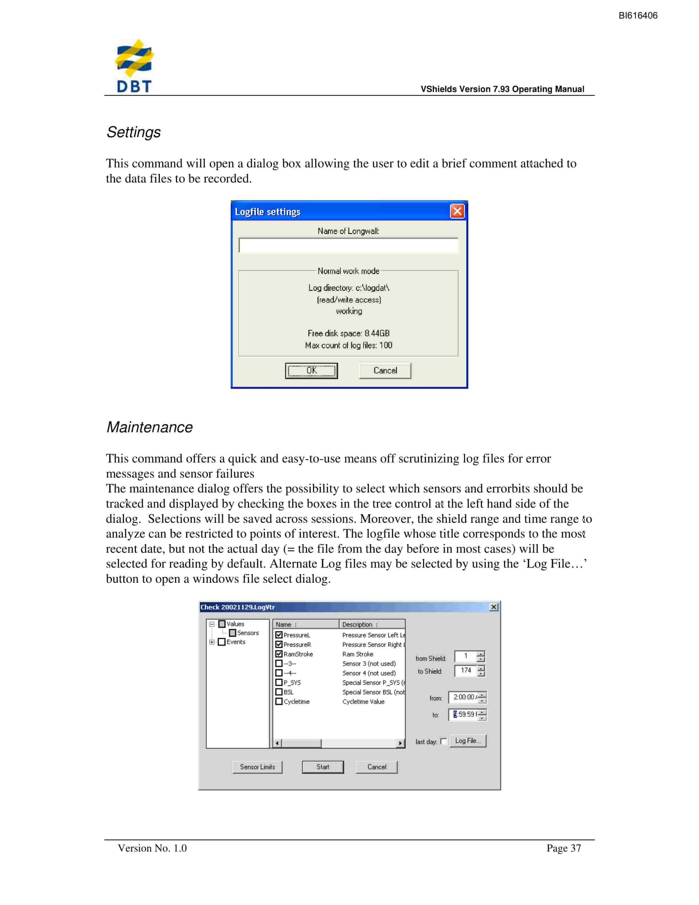 Bucyrus VShields Operating Manual Software Version 7-93 Technical Manual BI616406-5