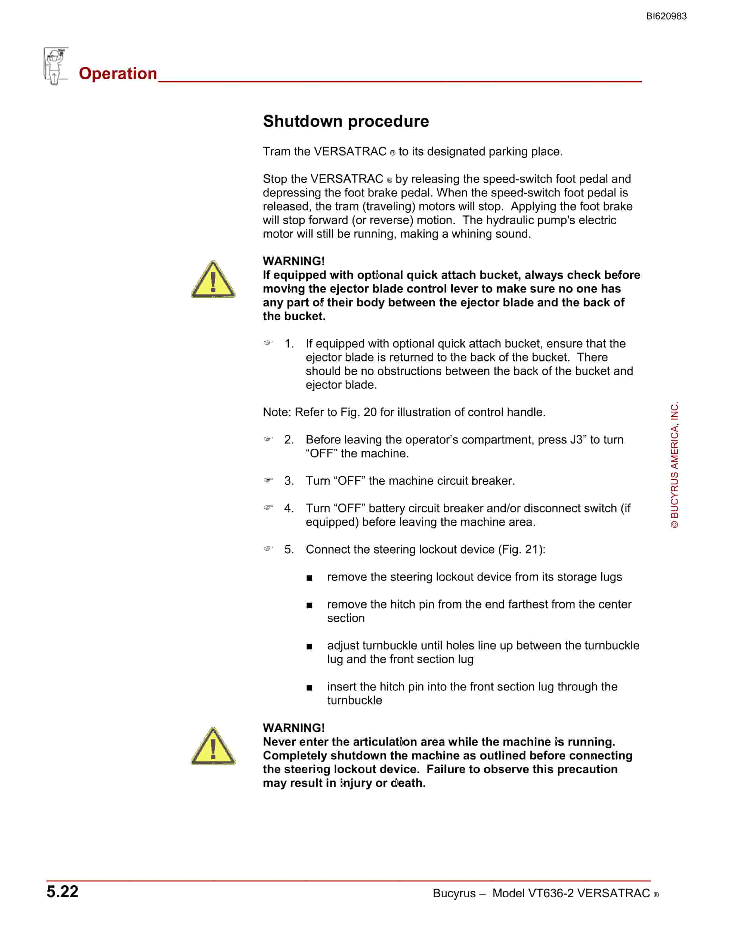 Bucyrus VT636-2 VERSATRAC Operation Manual BI620983-2