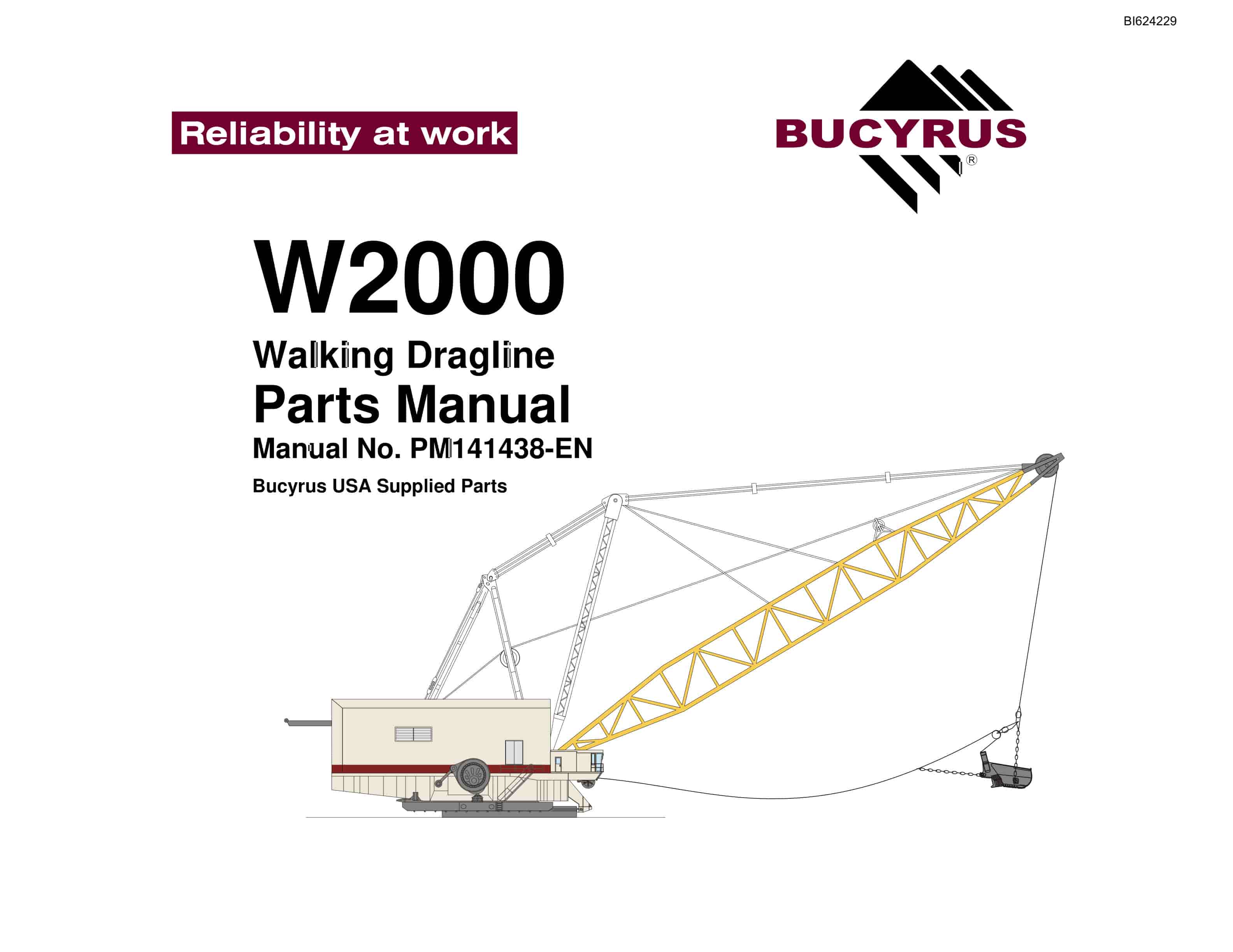 Bucyrus W2000 Walking Dragline Parts Manual BI624229