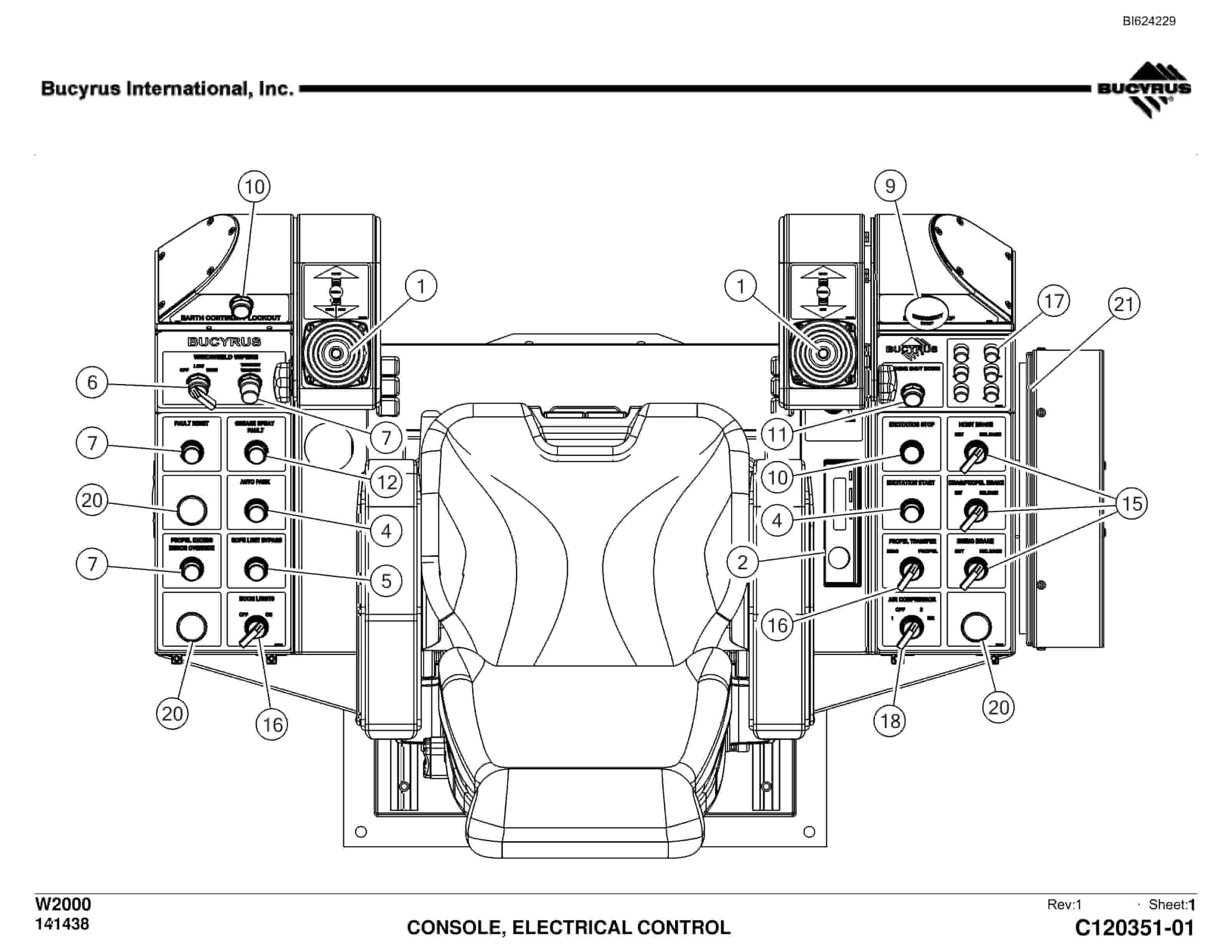 Bucyrus W2000 Walking Dragline Parts Manual BI624229-5