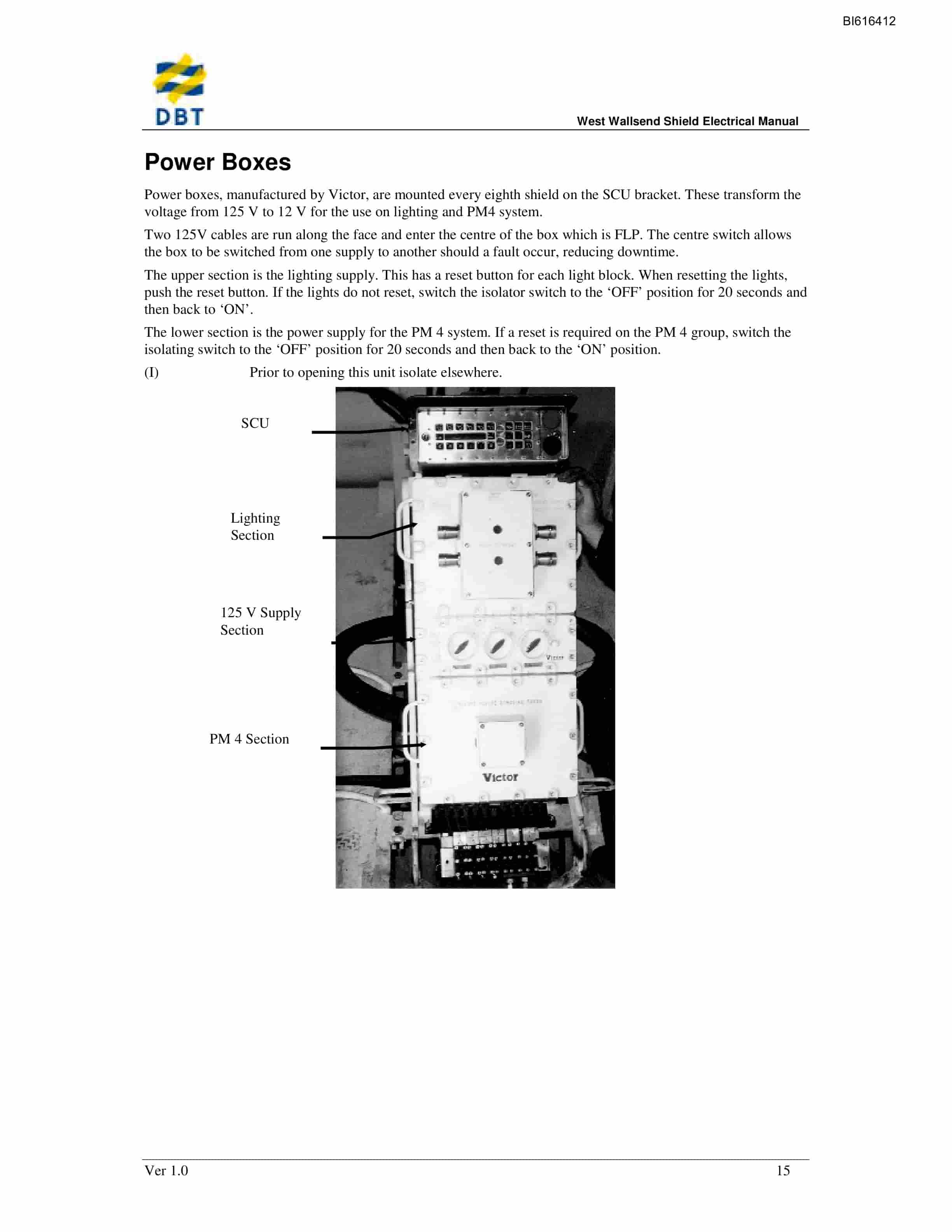 Bucyrus West Wallsend Shield Electrical Manual Technical Manual BI616412-4