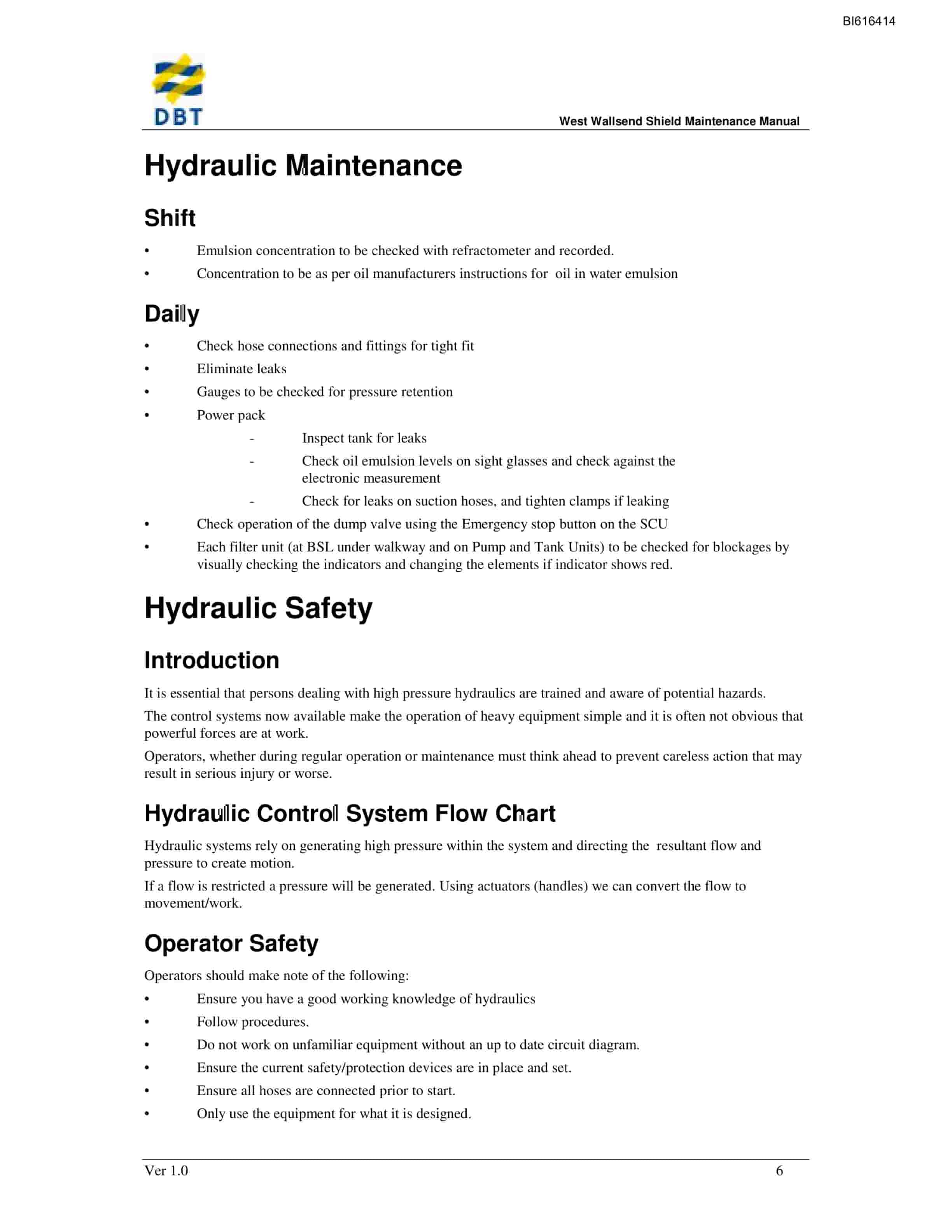 Bucyrus West Wallsend Shield Maintenance Manual Technical Manual BI616414-2