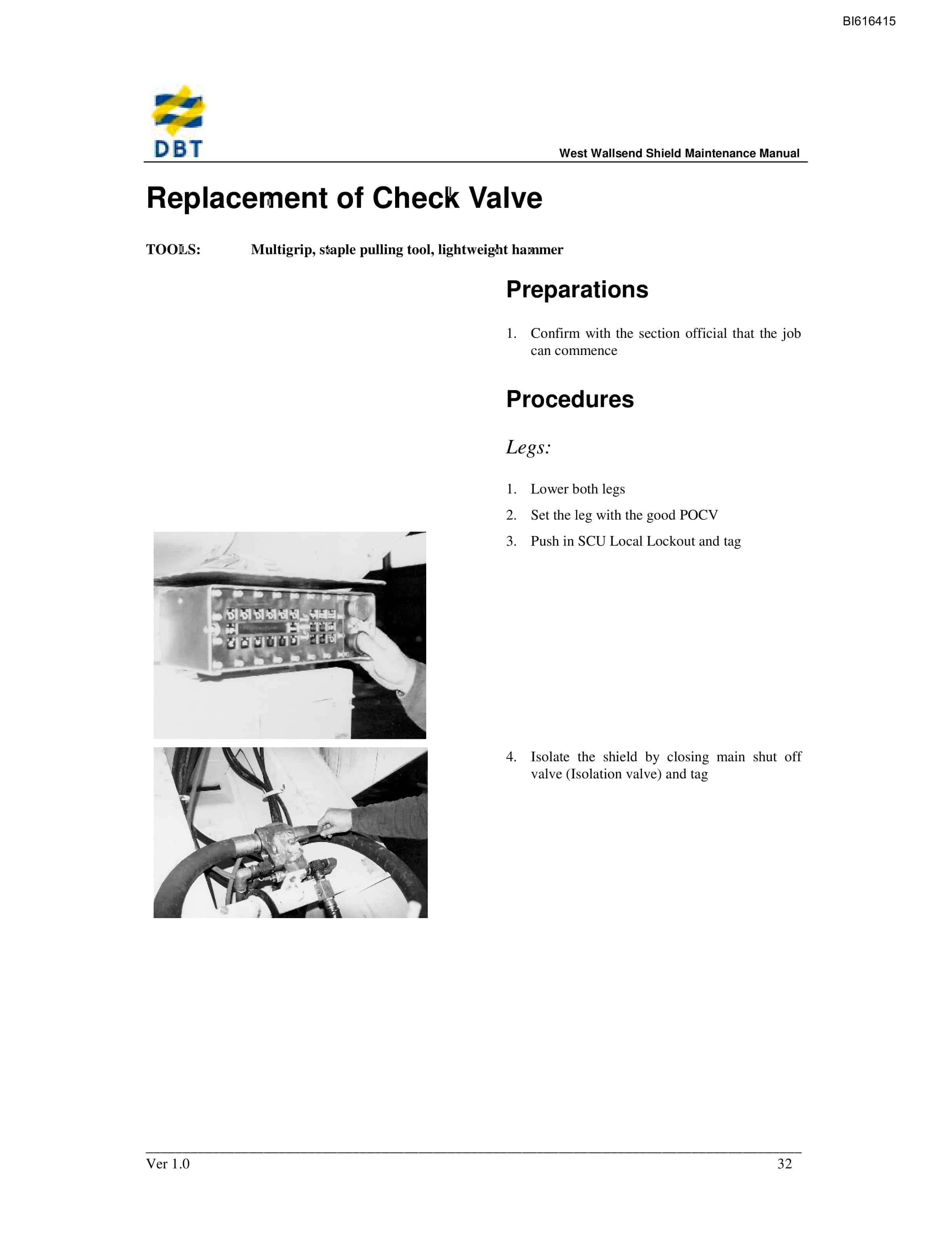 Bucyrus West Wallsend Shield Maintenance Procedures Technical Manual BI616415-4