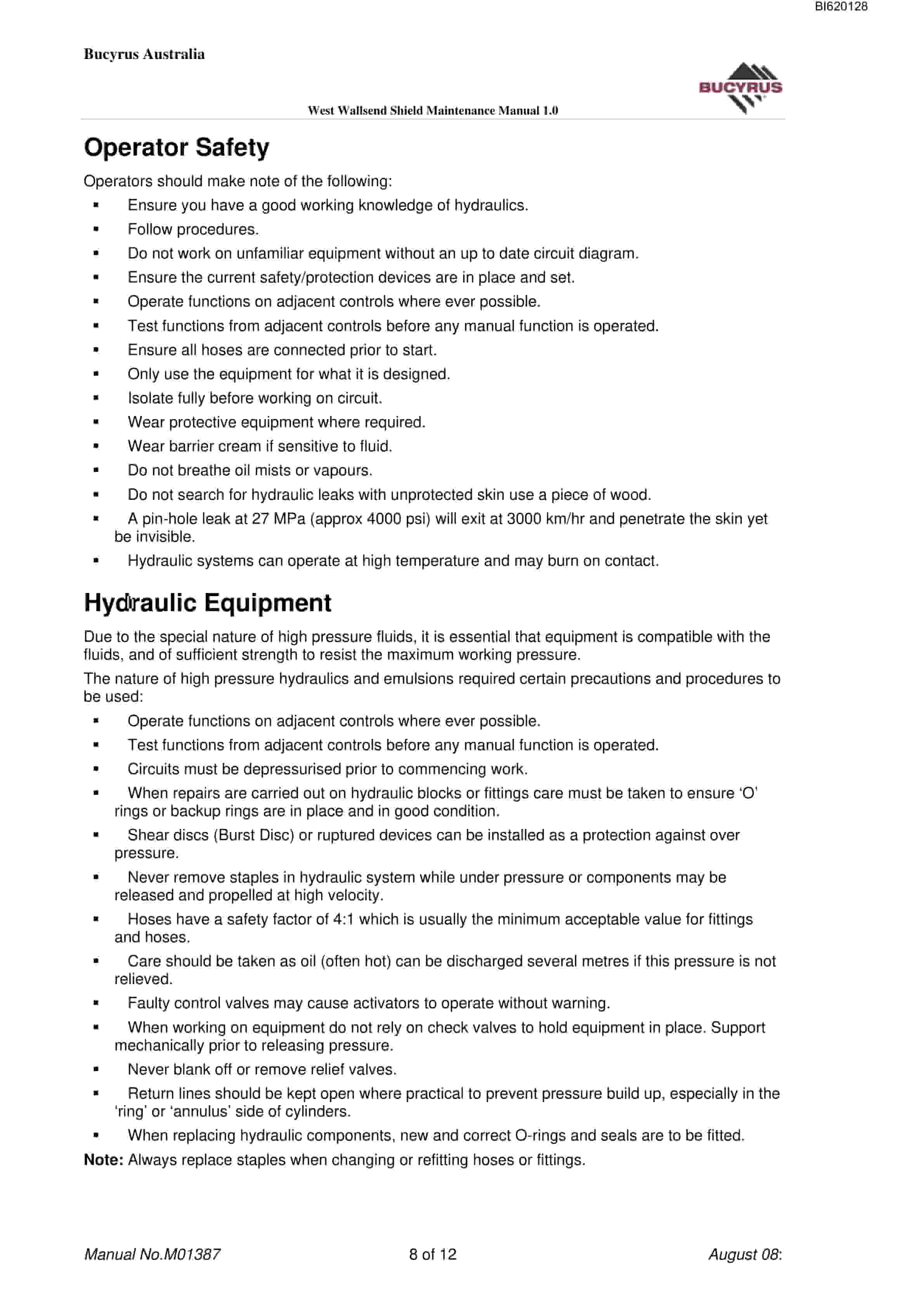 Bucyrus West Wallsend Shield Technical Manual BI620128 3 Bucyrus West Wallsend Shield Technical Manual BI620128 - Image 3