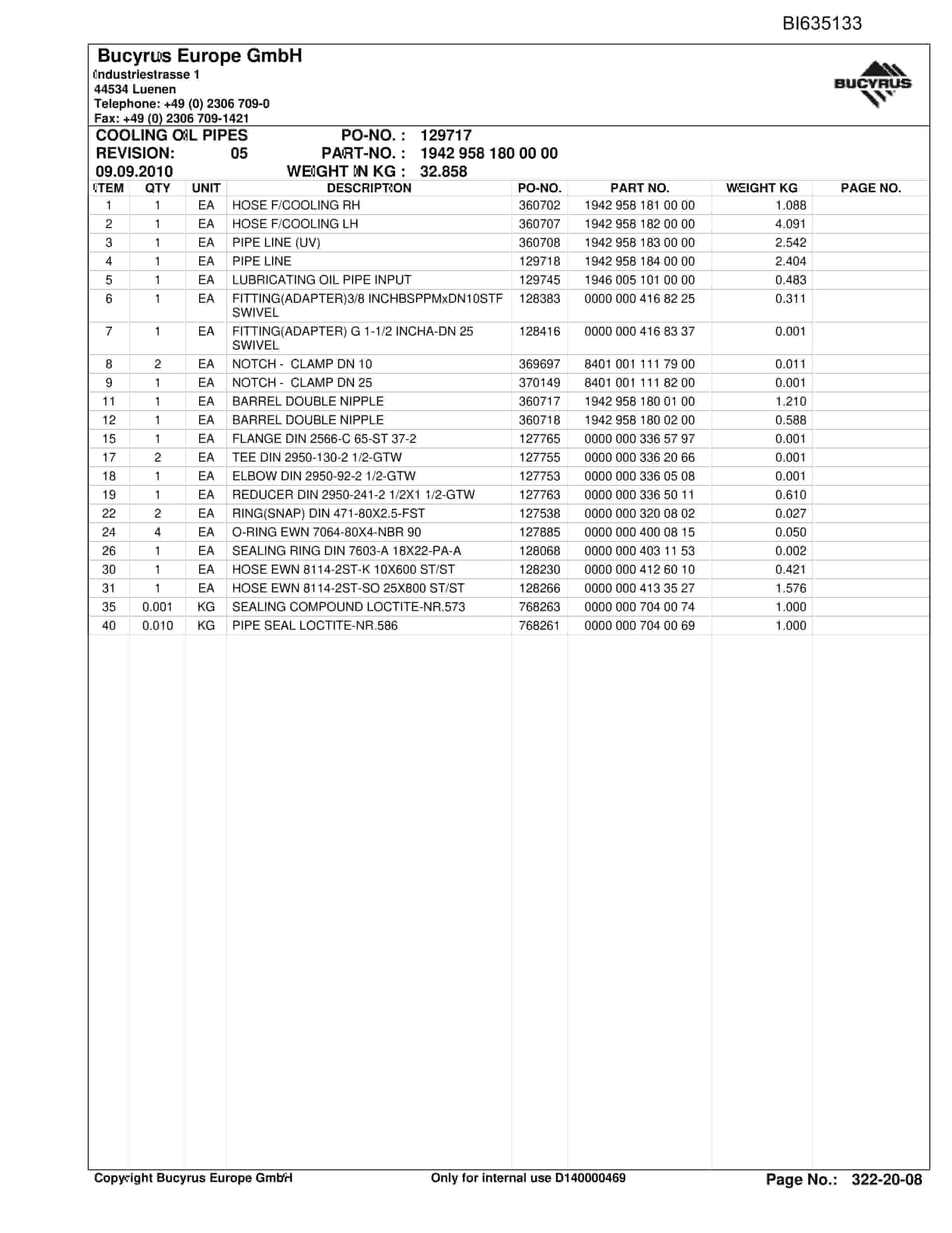 Bucyrus YANGQUAN RC Conveyer Parts Catalog BI635133-3