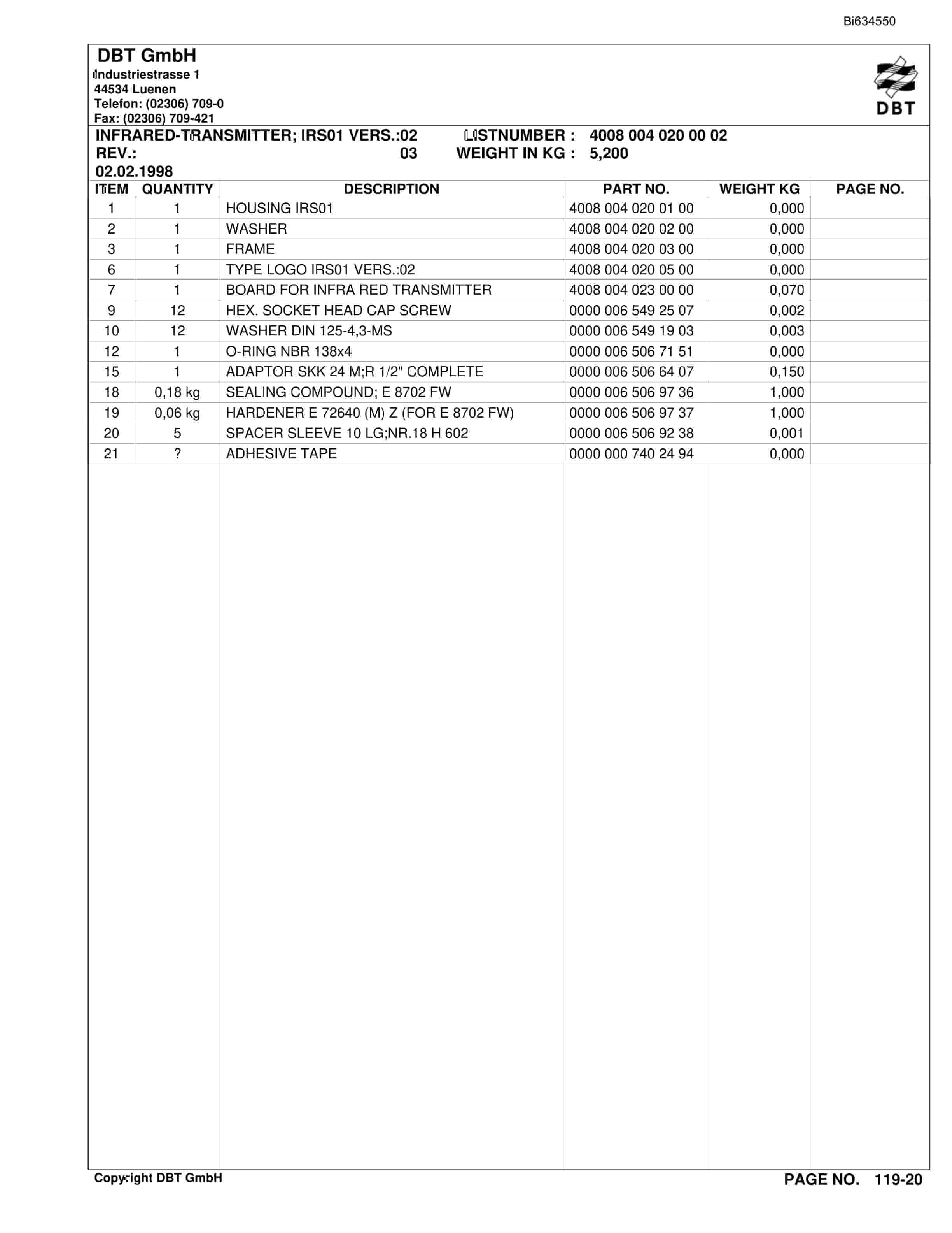 Bucyrus YUJIALIANG CHINA - DBT-Shield With Accessories Parts Catalog BI634550-3