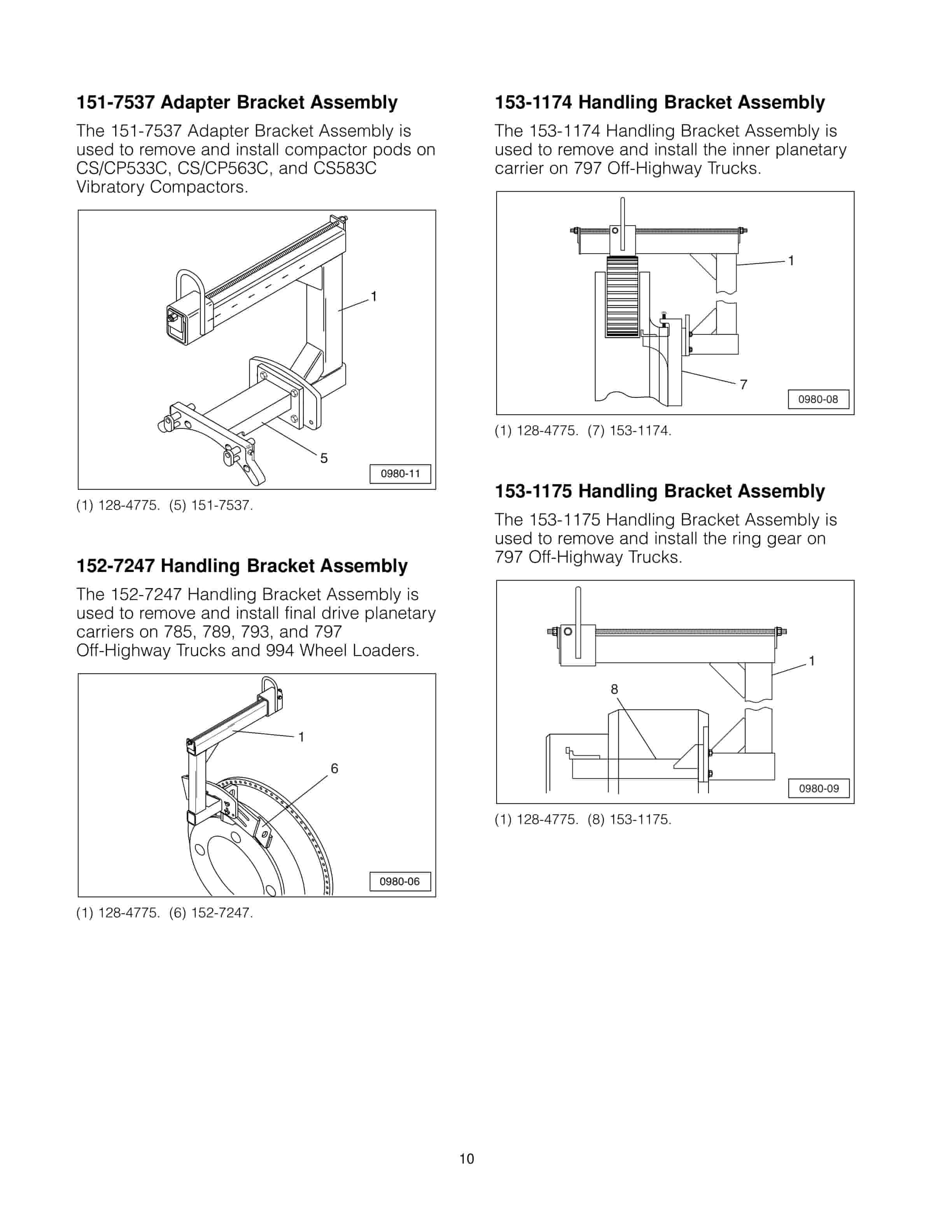 Caterpillar 128-4775 Lifting Bracket Assembly Tool Operating Manual NEHS0980-01-4