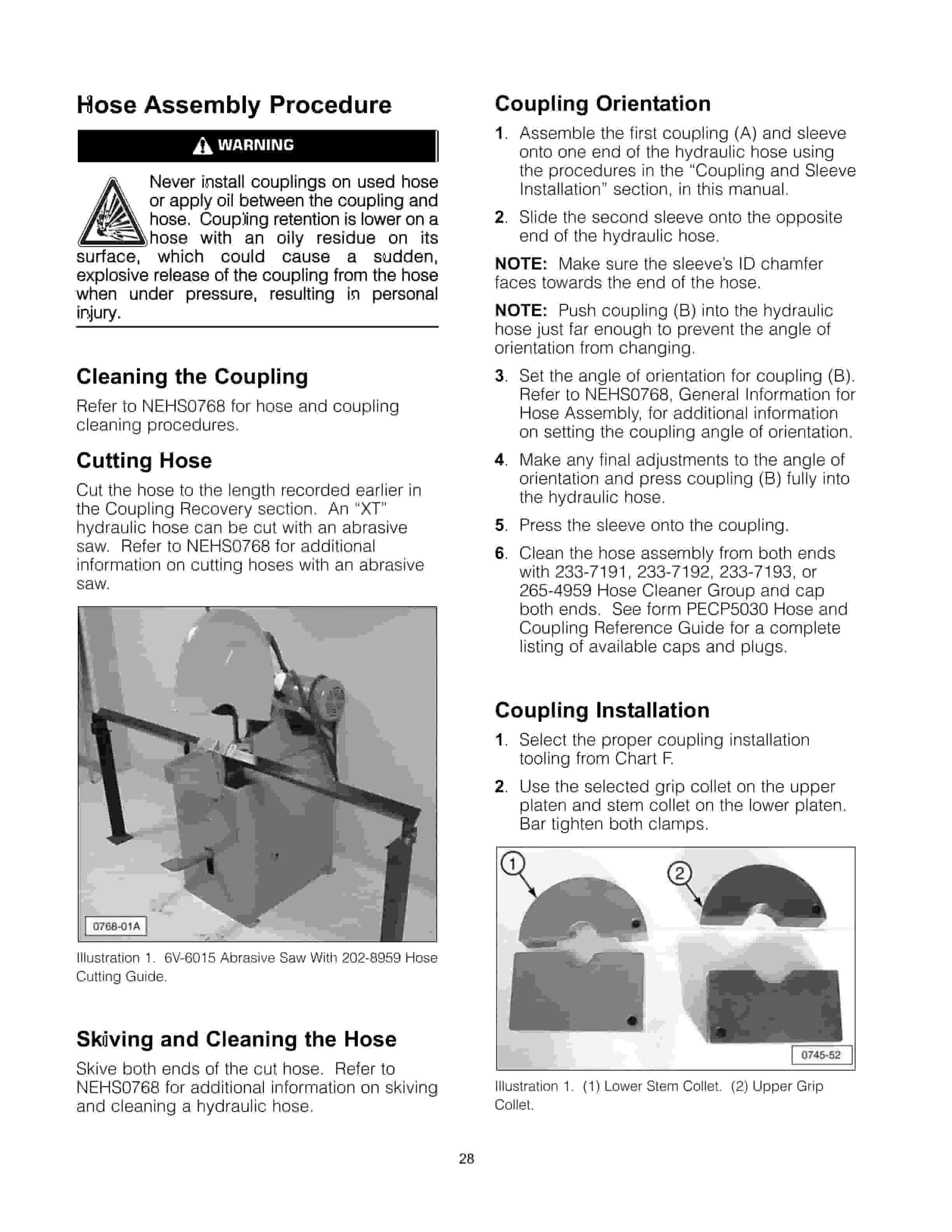 Caterpillar 139-5439, 145-3381, And 152-3910 Combination Hose Machines Tool Operating Manual NEHS0746-02-4