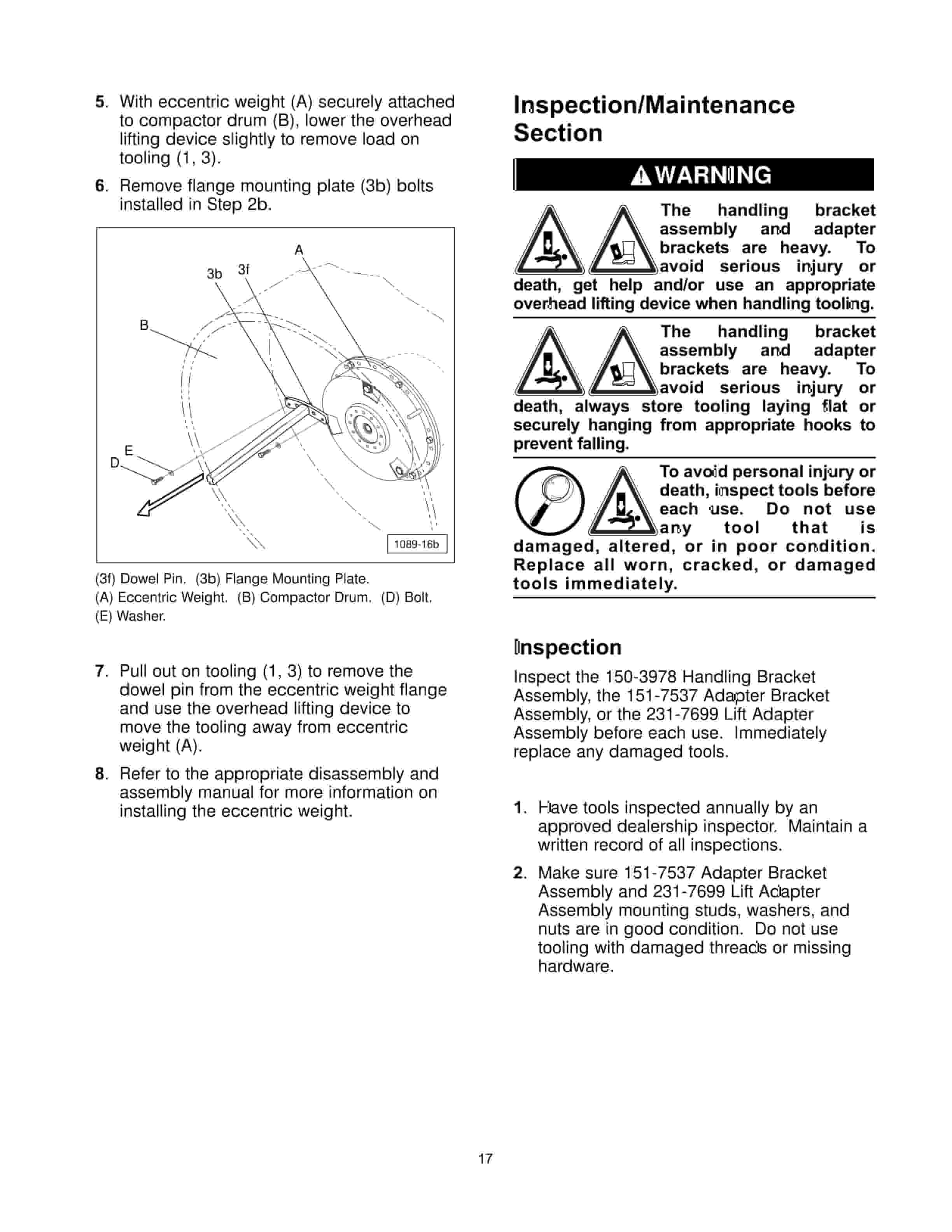 Caterpillar 150-3978 HAndling Bracket Assembly Tool Operating Manual NEHS1089-5
