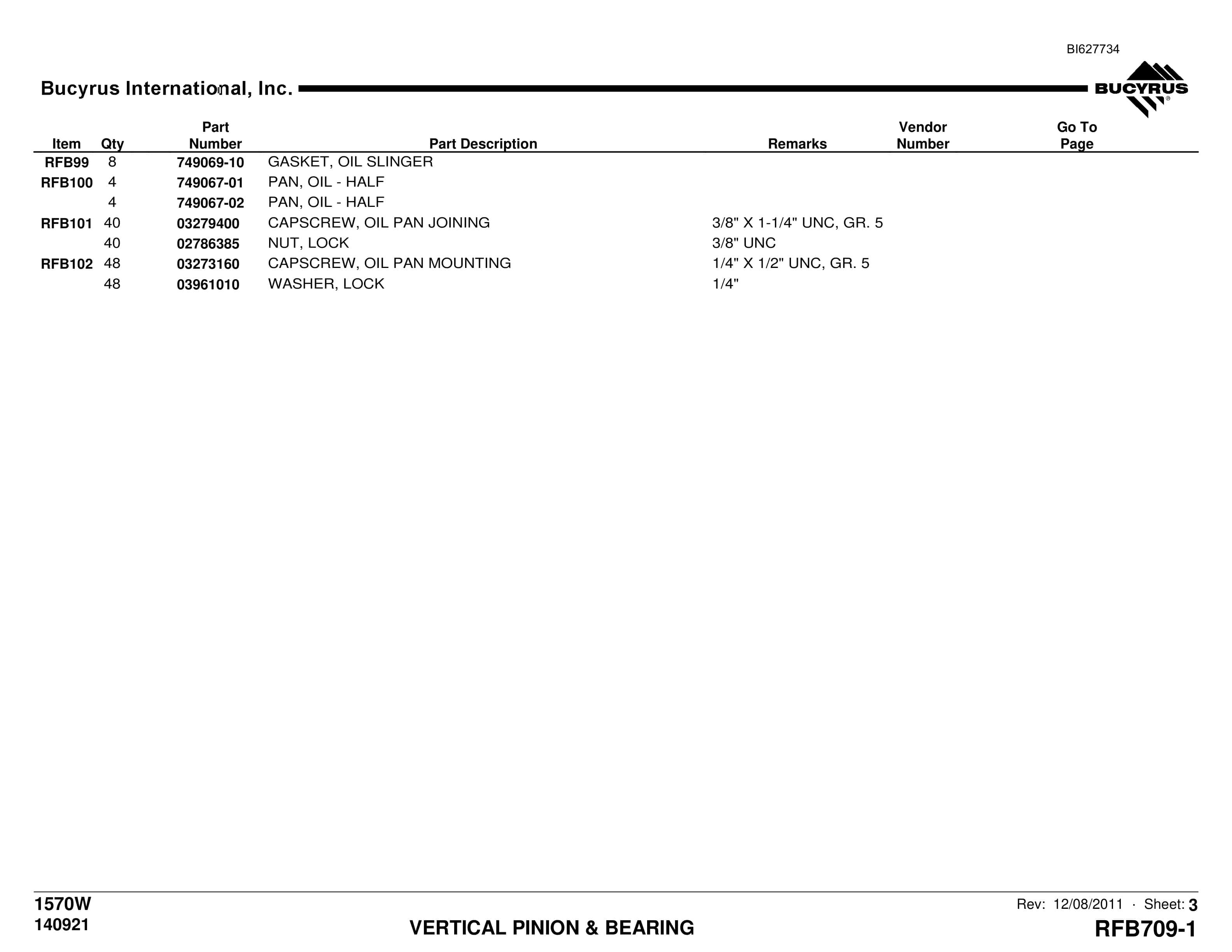 Caterpillar 1570W Parts Manual BI627734-2