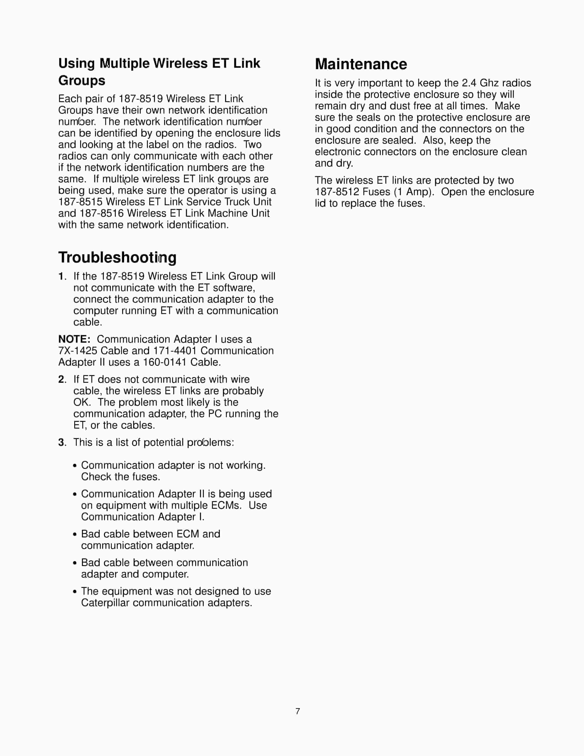 Caterpillar 187-8519 Caterpillar Wireless ET Link Group Tool Operating Manual NEHS0813 2 Caterpillar 187-8519 Caterpillar Wireless ET Link Group Tool Operating Manual NEHS0813-2