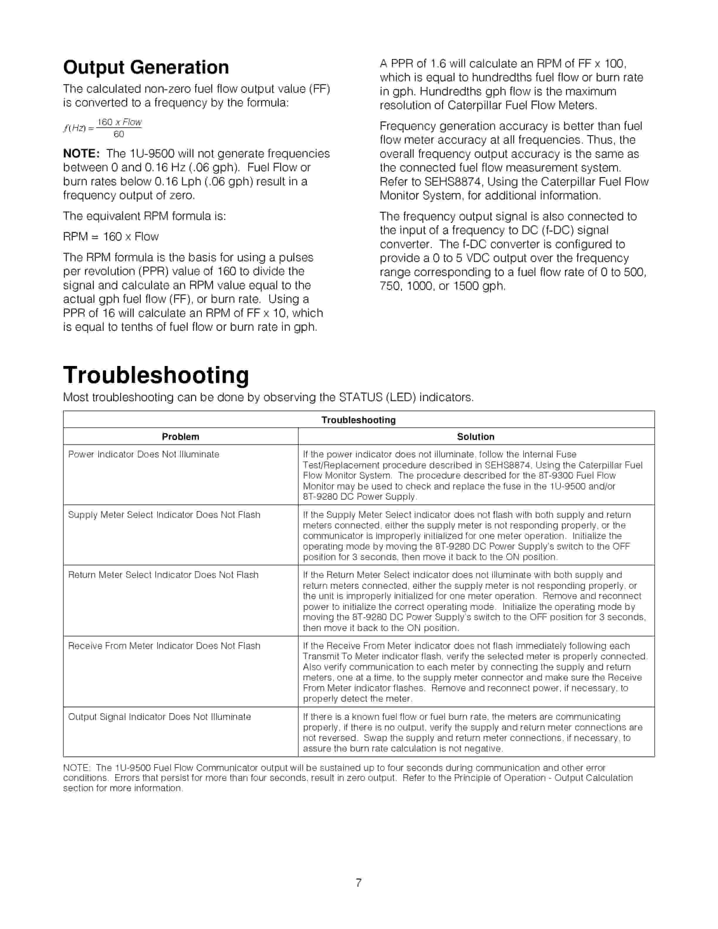 Caterpillar 1U-9500 Fuel Flow Communicator Tool Operating Manual NEHS0623-01-2