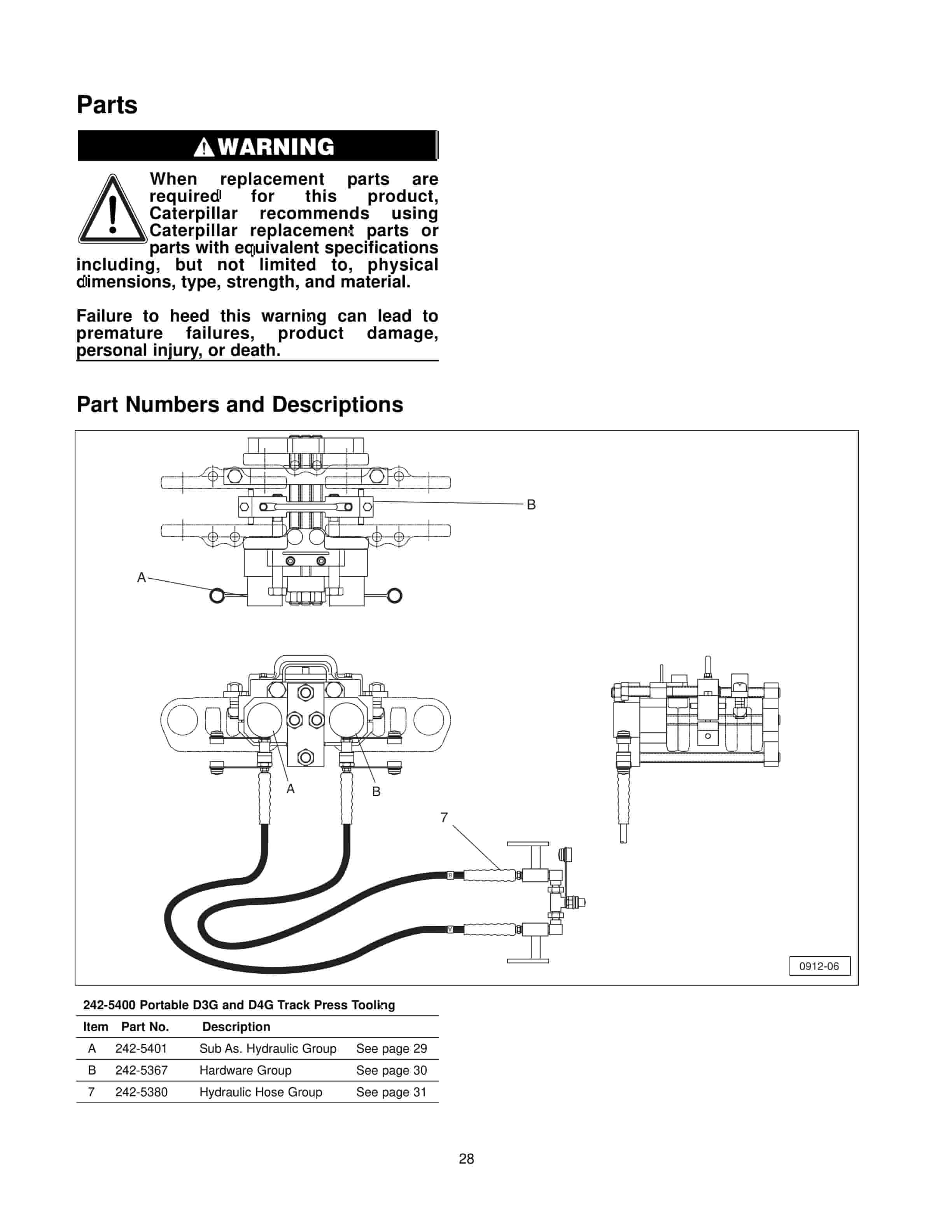 Caterpillar 242-5400 Portable Track Press, D3G, D4G SystemOne Undercarriage Tool Operating Manual NEHS0912-02 4 Caterpillar 242-5400 Portable Track Press, D3G, D4G SystemOne Undercarriage Tool Operating Manual NEHS0912-02-4