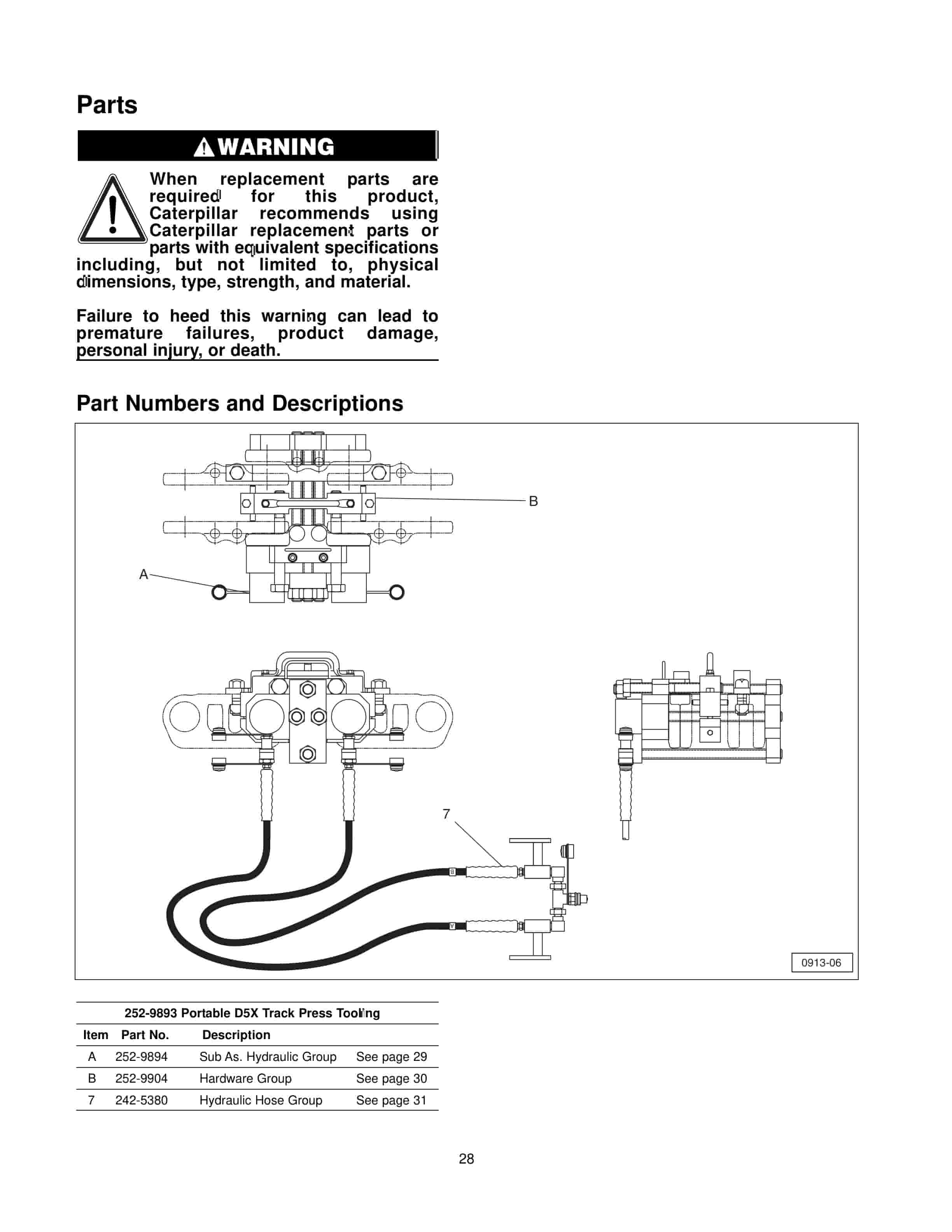 Caterpillar 252-9893 Portable Track Press, D5X SystemOne Undercarriage Tool Operating Manual NEHS0913-01 4 Caterpillar 252-9893 Portable Track Press, D5X SystemOne Undercarriage Tool Operating Manual NEHS0913-01-4