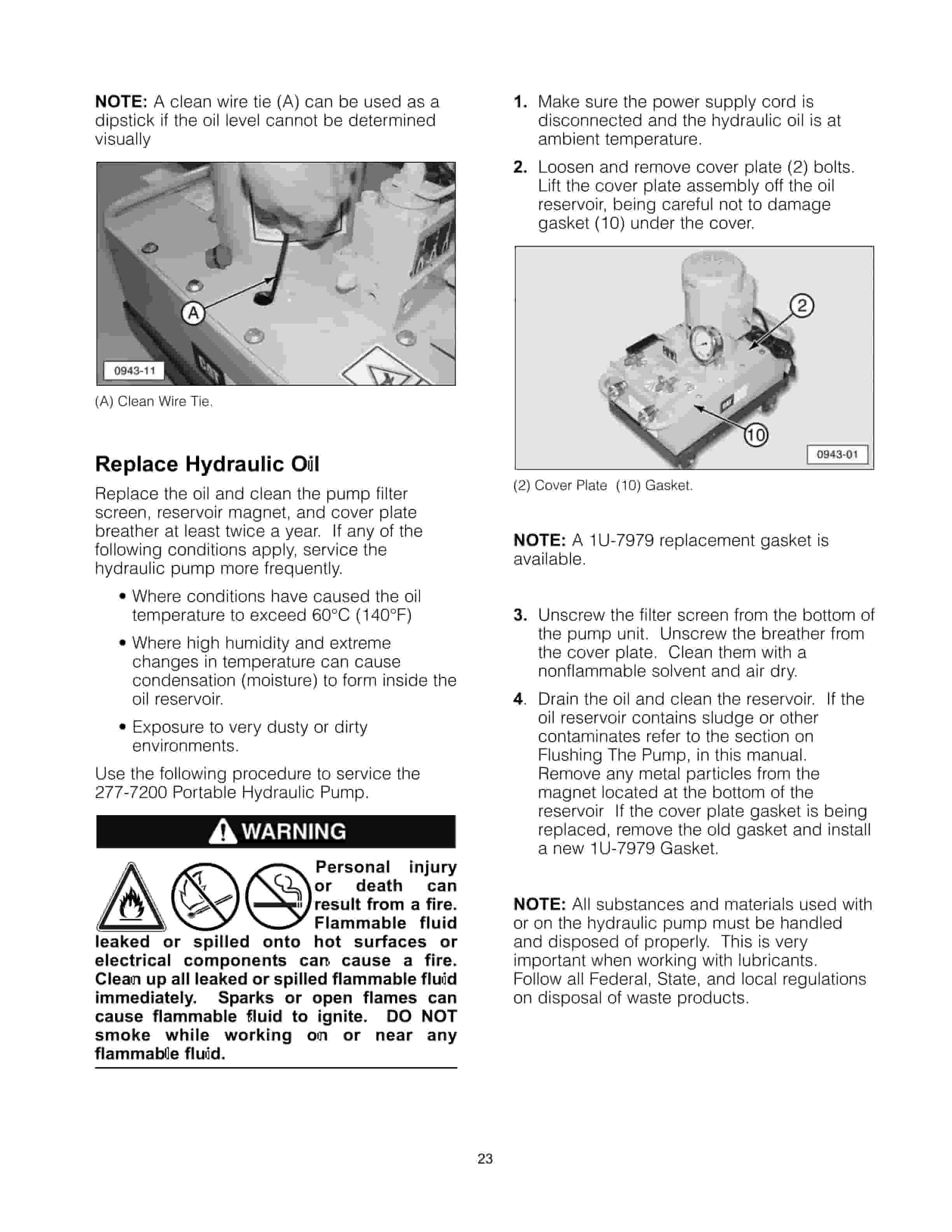Caterpillar 277-7200 Hydraulic Pump Group Tool Operating Manual NEHS0943-5
