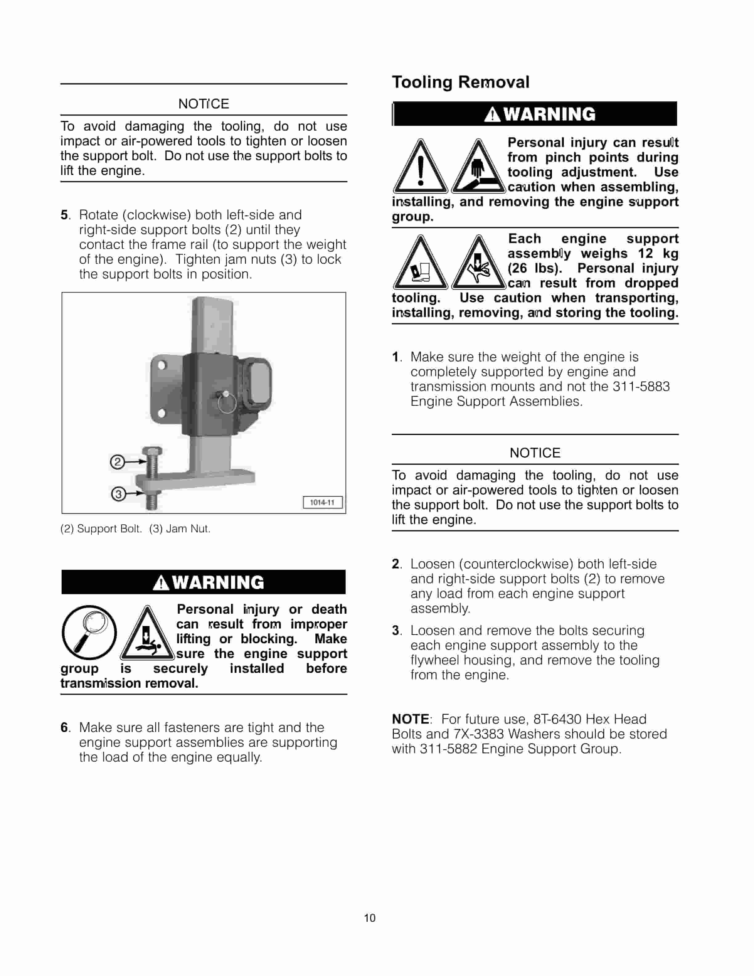 Caterpillar 311-5882 Engine Support Group Tool Operating Manual NEHS1014-4