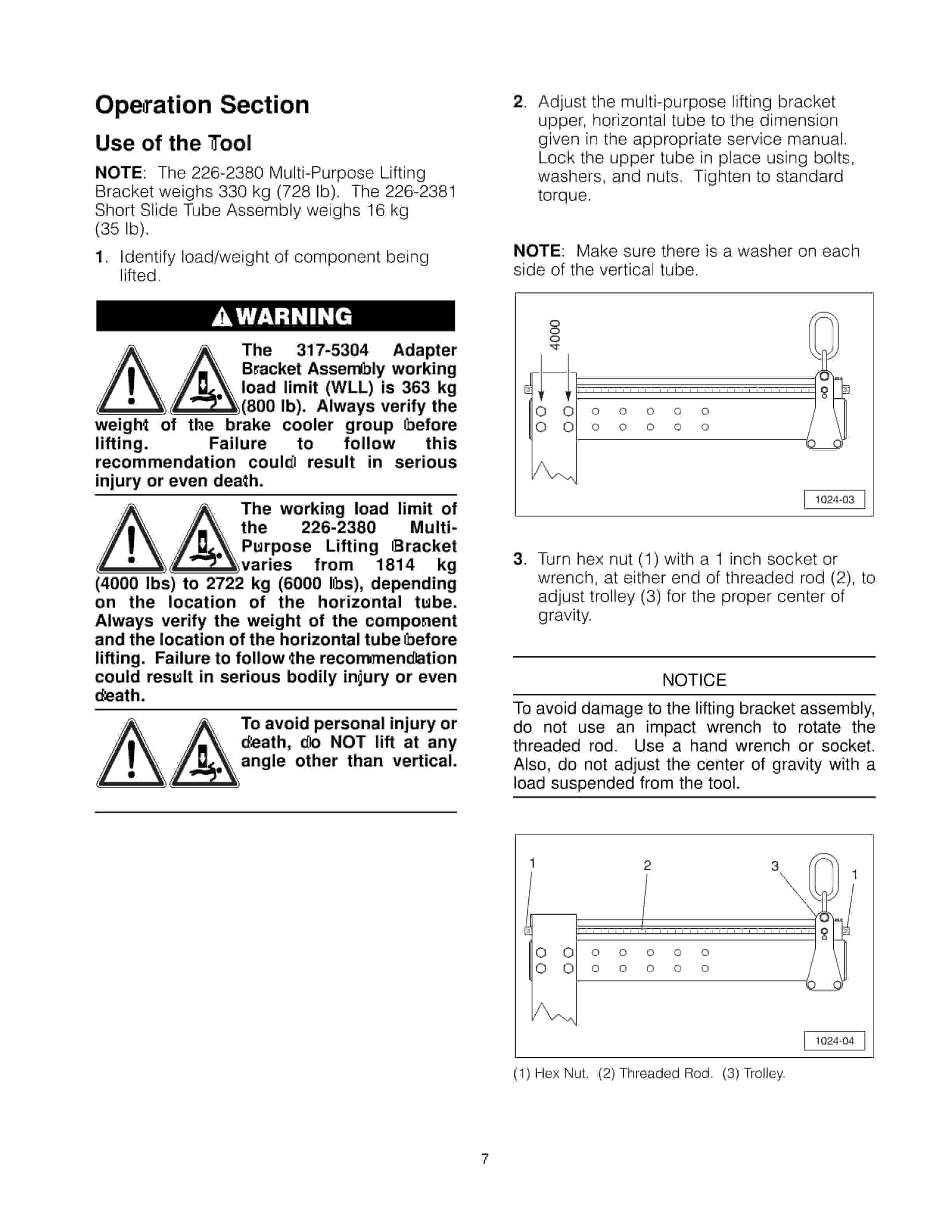 Caterpillar 317-5304 Adapter Bracket Assembly Tool Operating Manual NEHS1024-2
