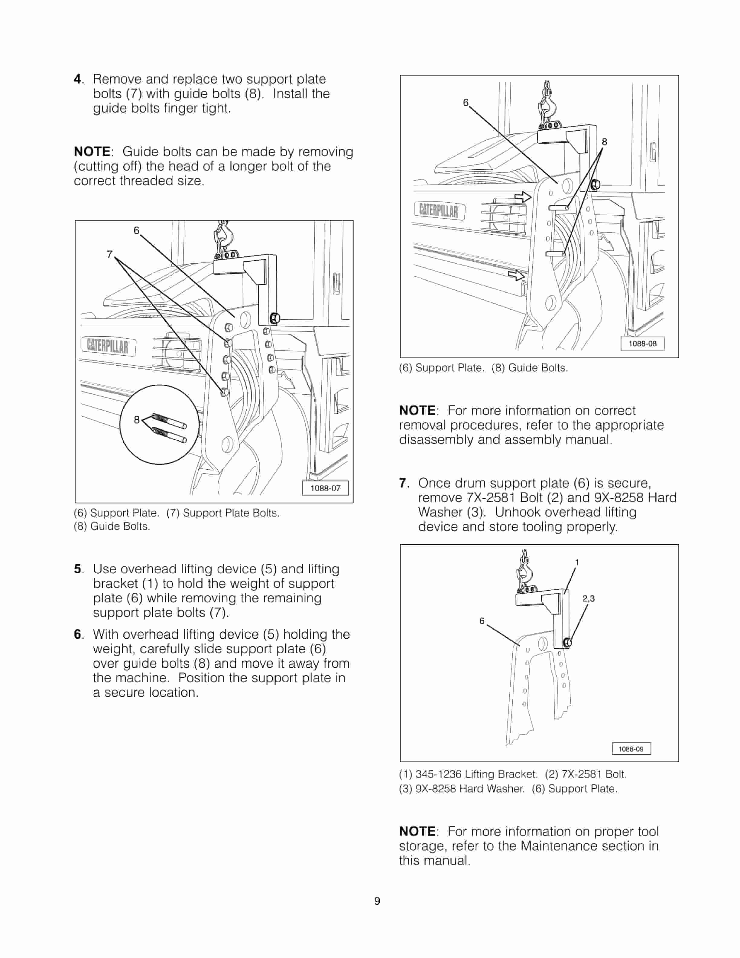 Caterpillar 345-1236 Lifting Bracket Tool Operating Manual NEHS1088-3