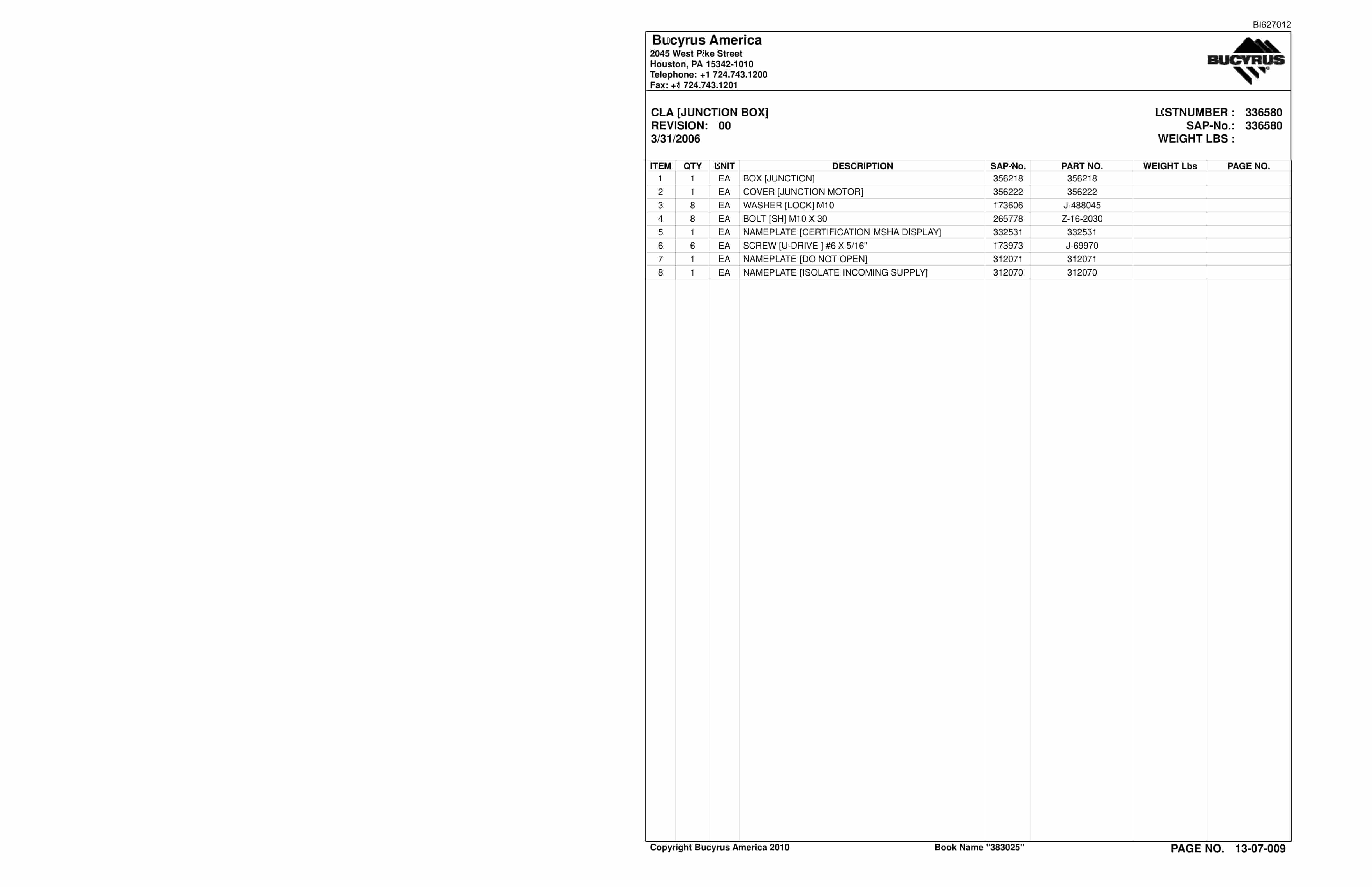 Caterpillar 35M3 Continuous Miner Parts Manual BI627012-5