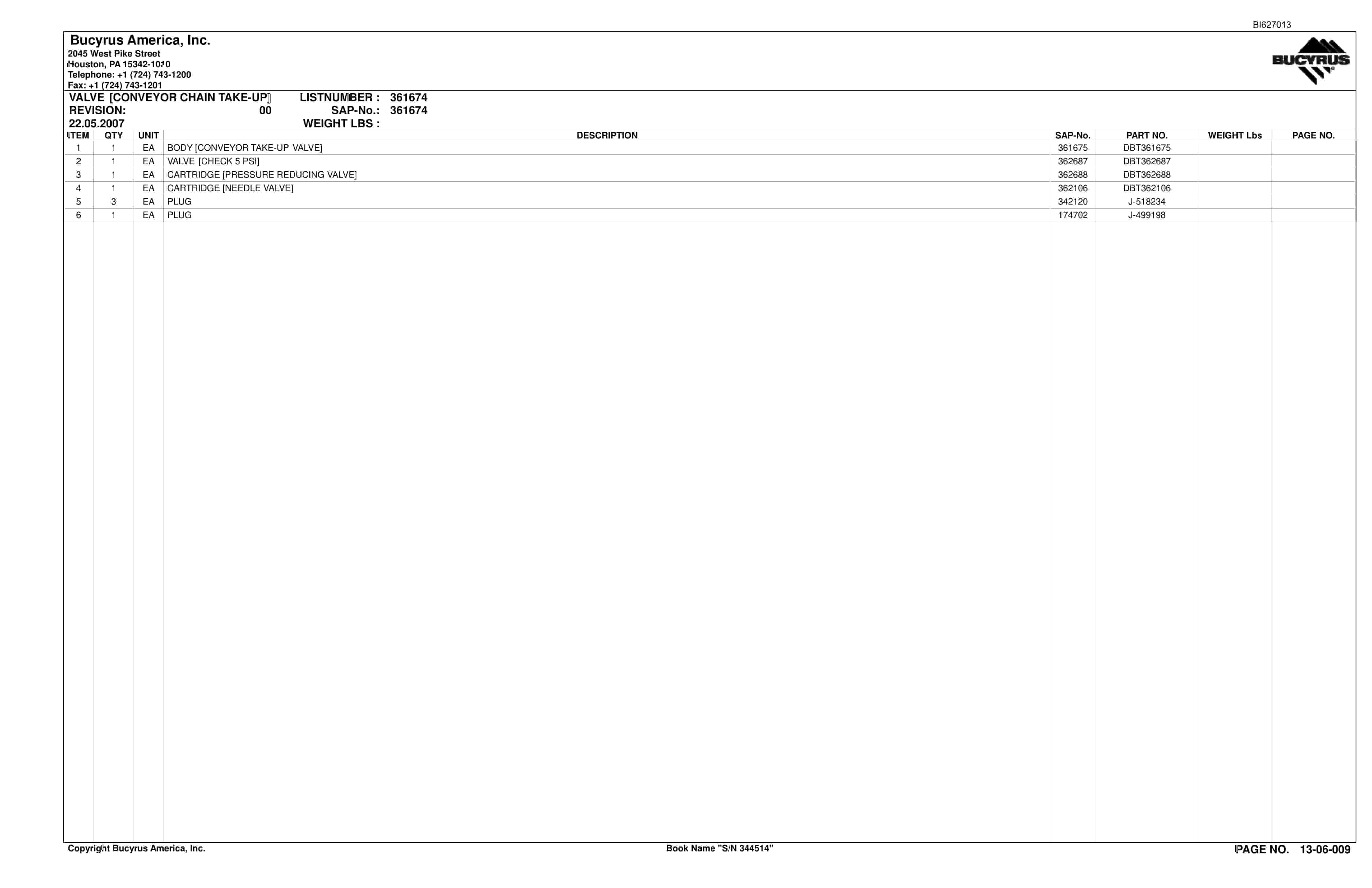 Caterpillar 35M3 Continuous Miner Parts Manual BI627013-3