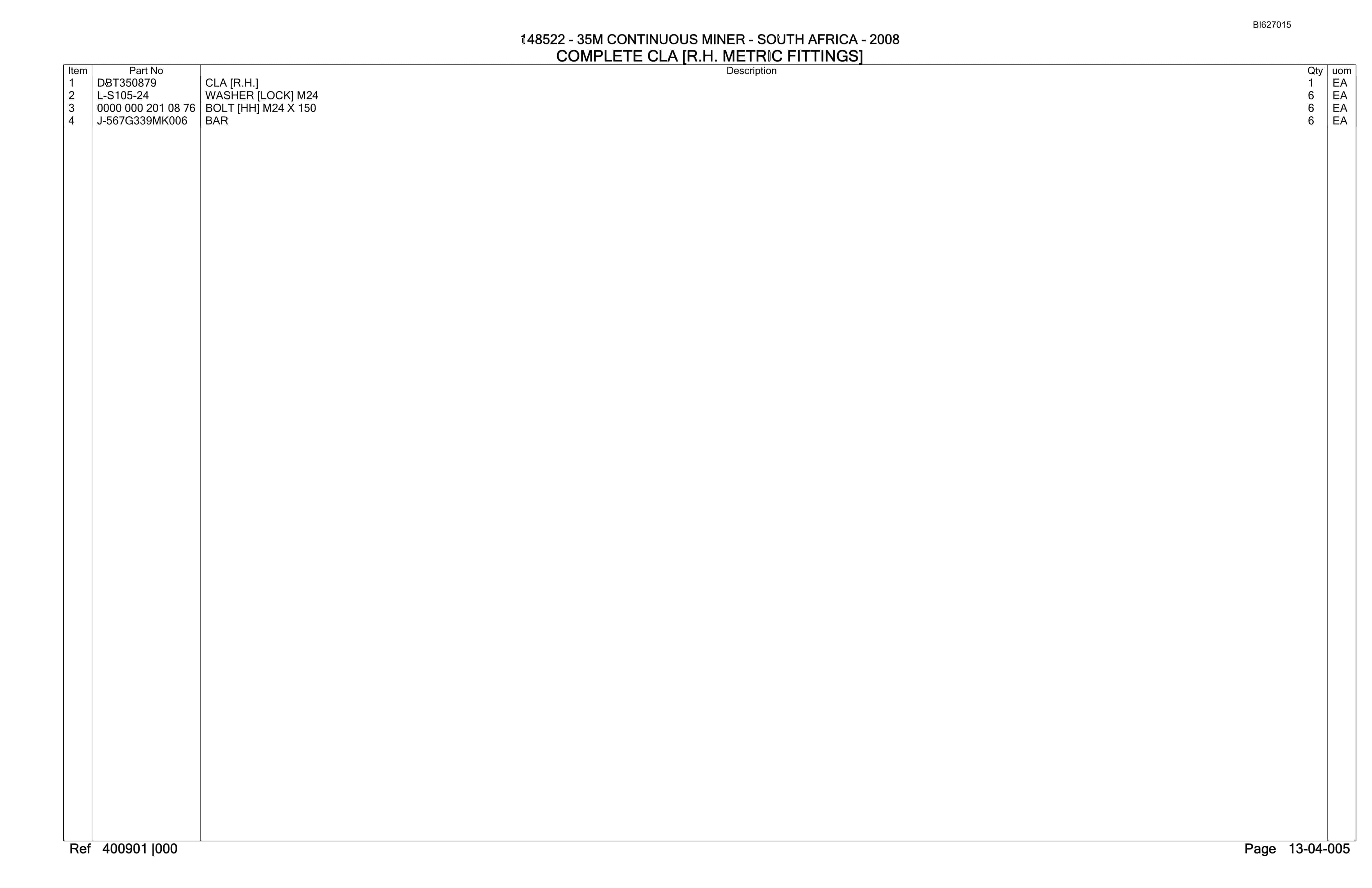 Caterpillar 35M3 Continuous Miner Parts Manual BI627015-2