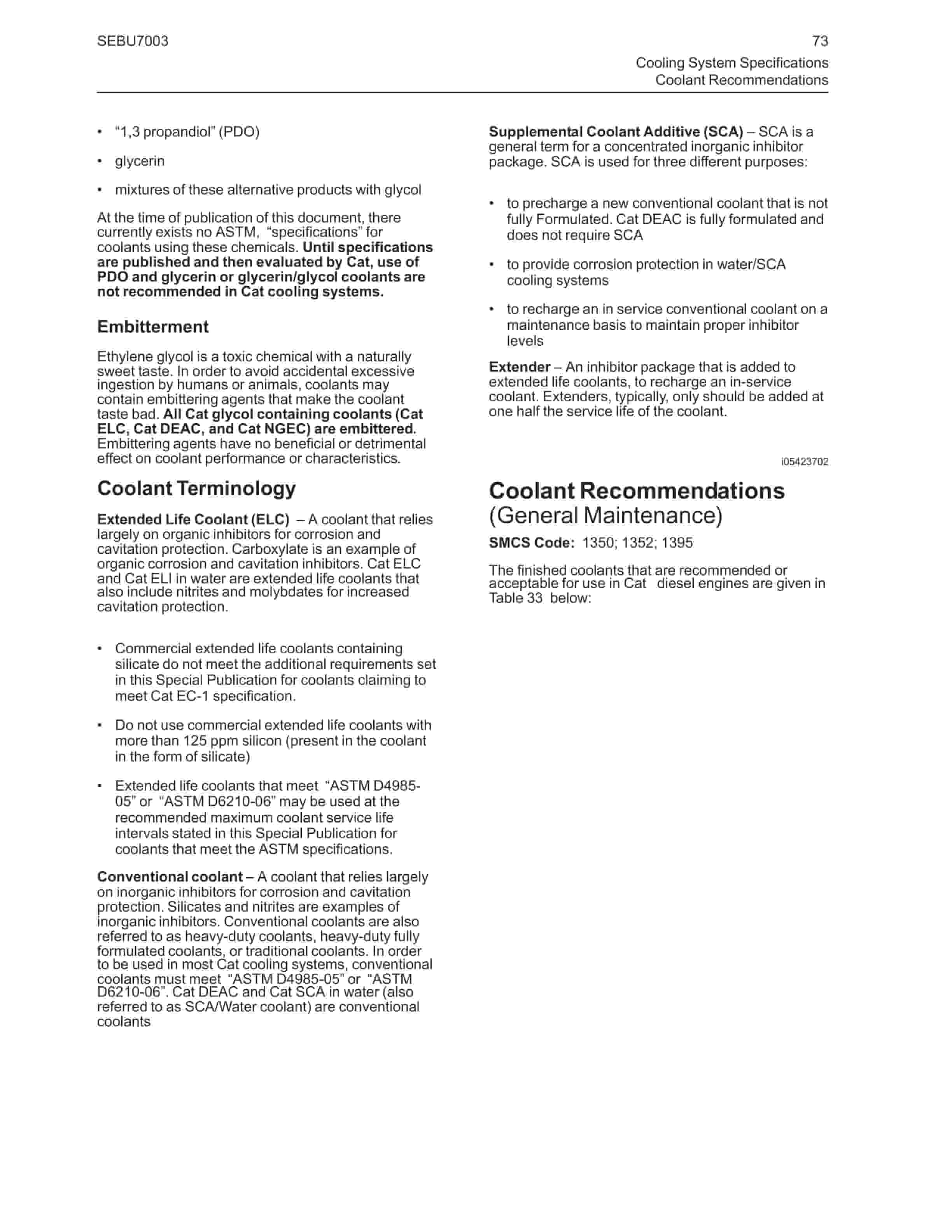 Caterpillar 3600, C280 Series Diesel Engine Fluids Recommendations Operation And Maintenance Manual SEBU7003-05-3