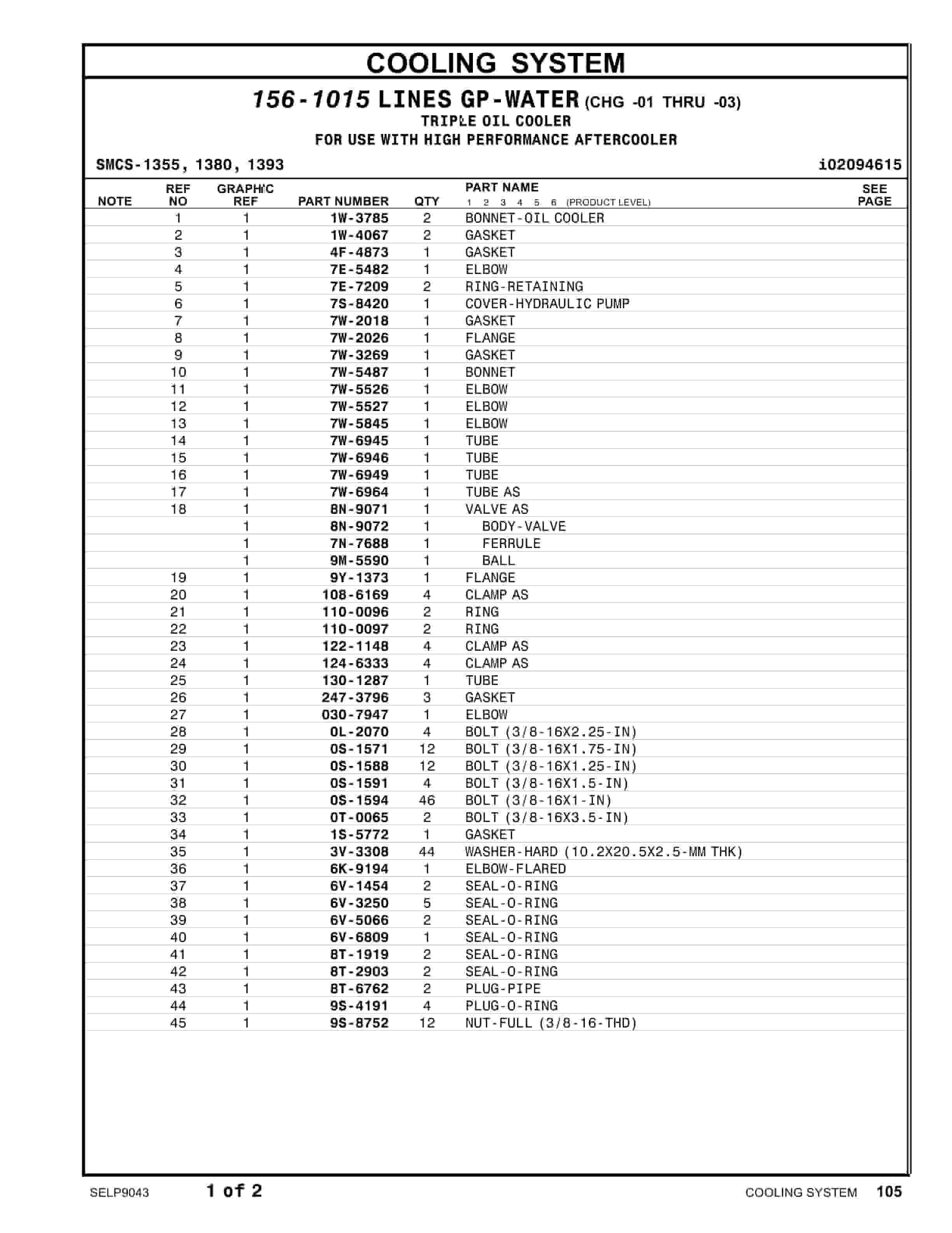 Caterpillar 3616 Generator Seadrill 8, Hull No 11-1085 Parts Manual SELP9043-2