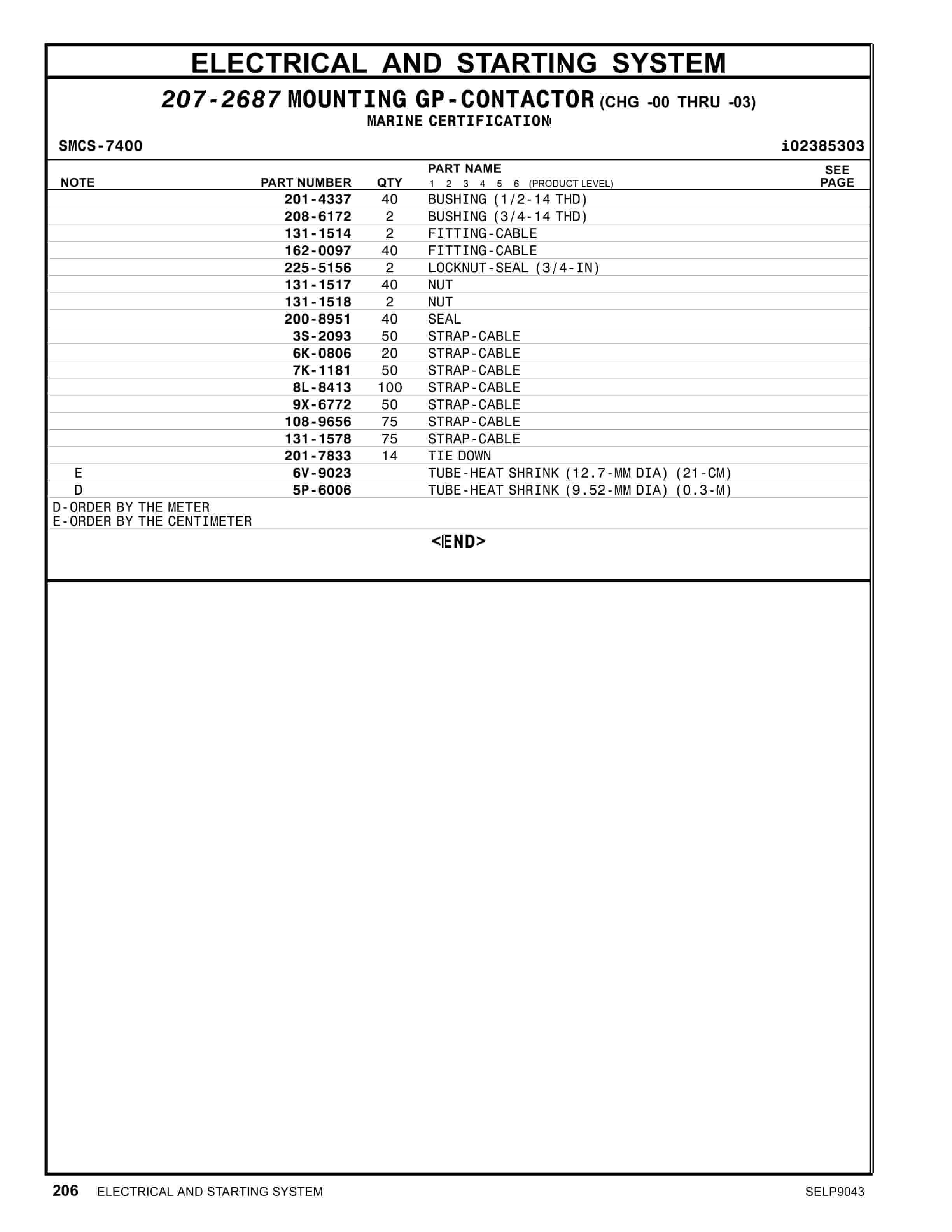 Caterpillar 3616 Generator Seadrill 8, Hull No 11-1085 Parts Manual SELP9043-5