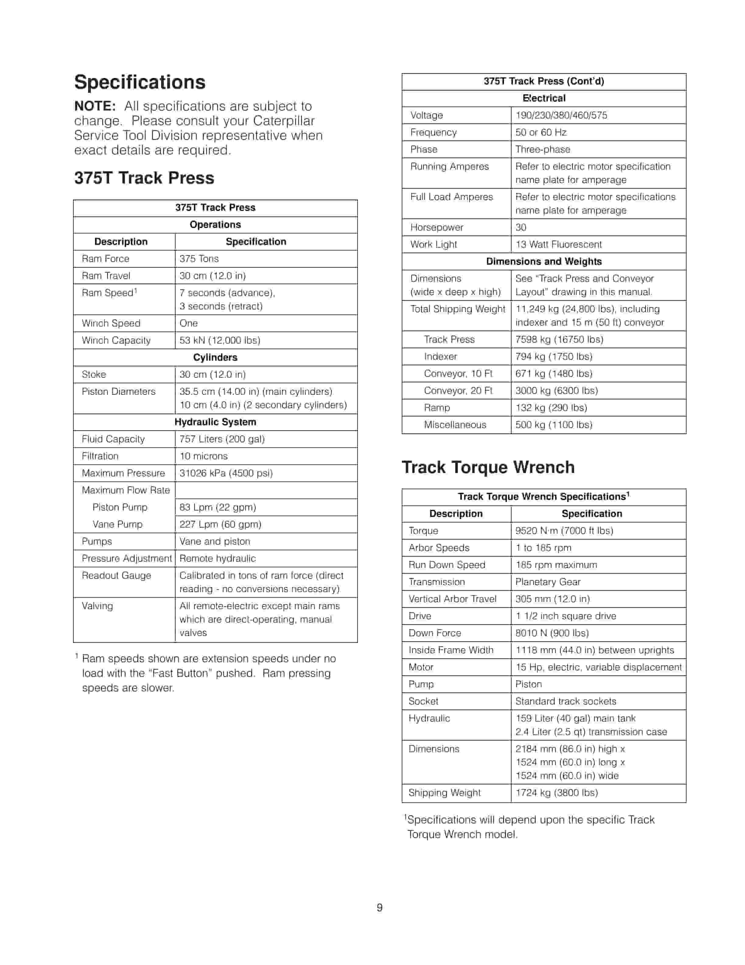 Caterpillar 375T Track Press Tool Operating Manual NEHS0894-3