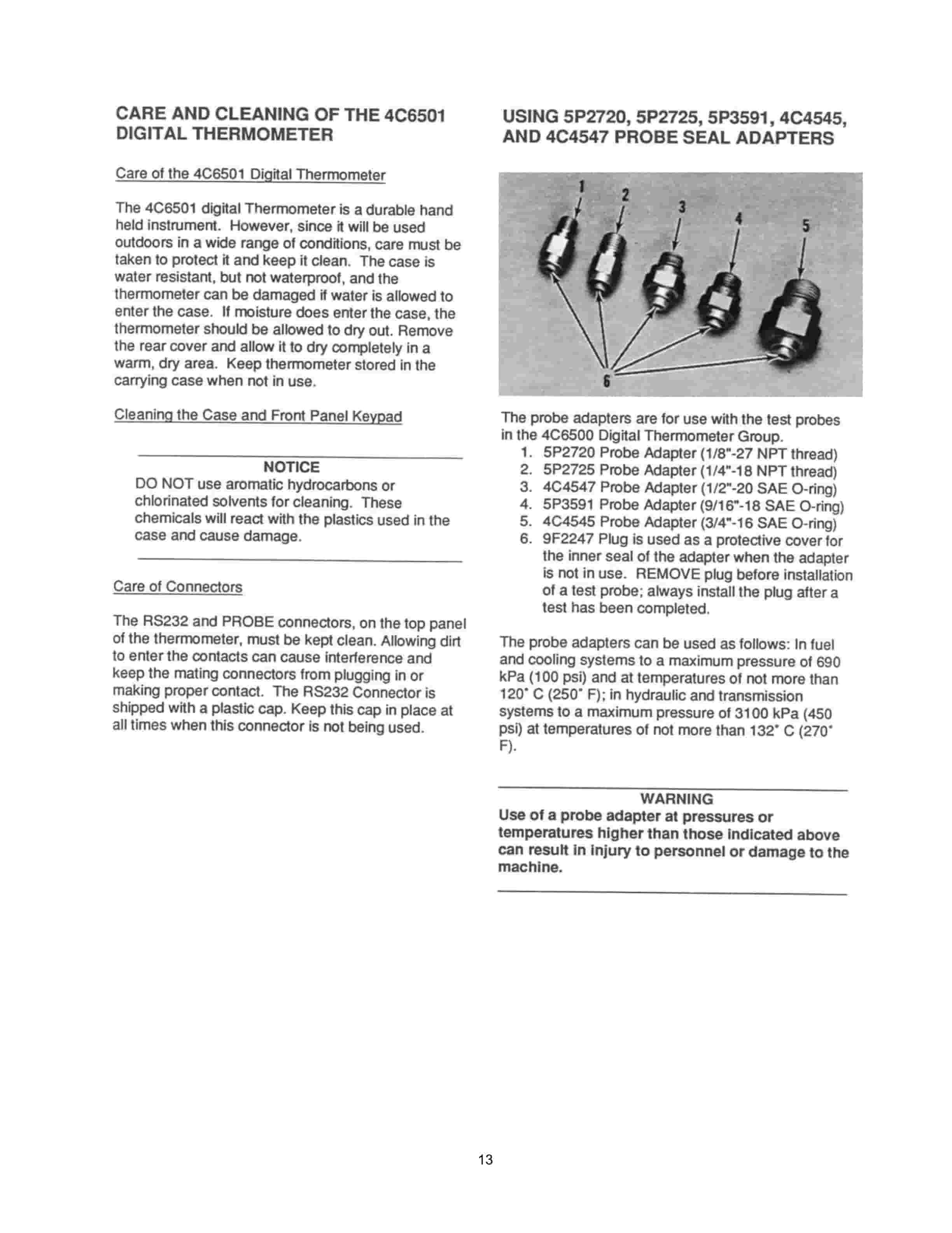 Caterpillar 4C-6500 Digital Thermometer Group Tool Operating Manual NEHS0554-01-2