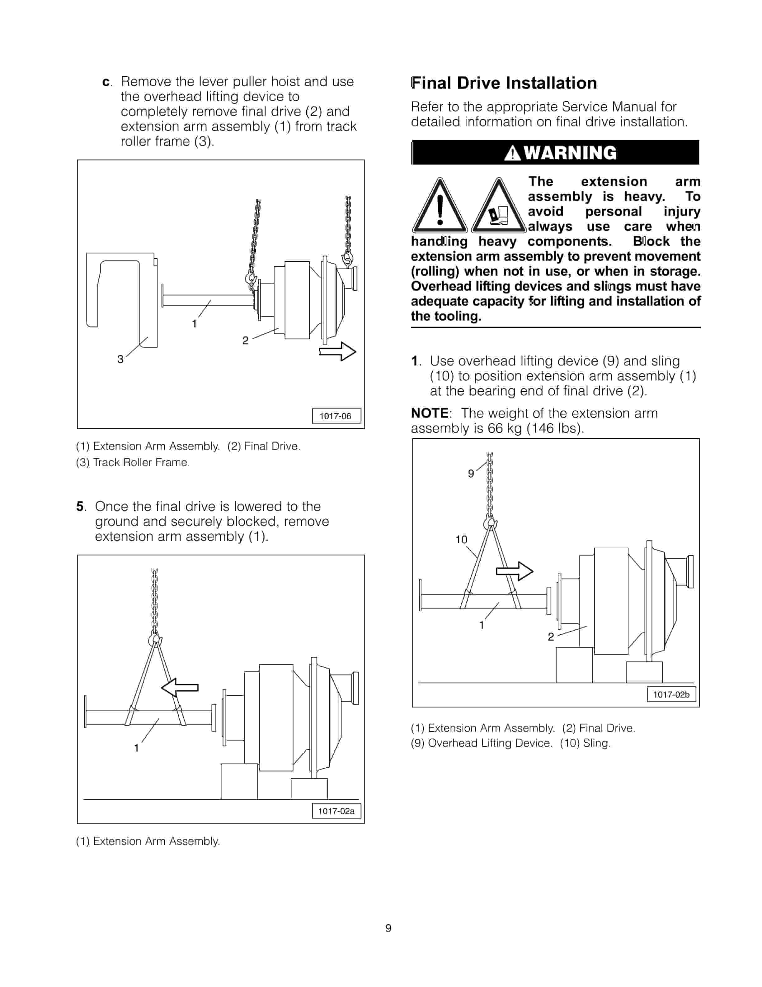 Caterpillar 4C-9695 Extension Arm Assembly Tool Operating Manual NEHS1017-2
