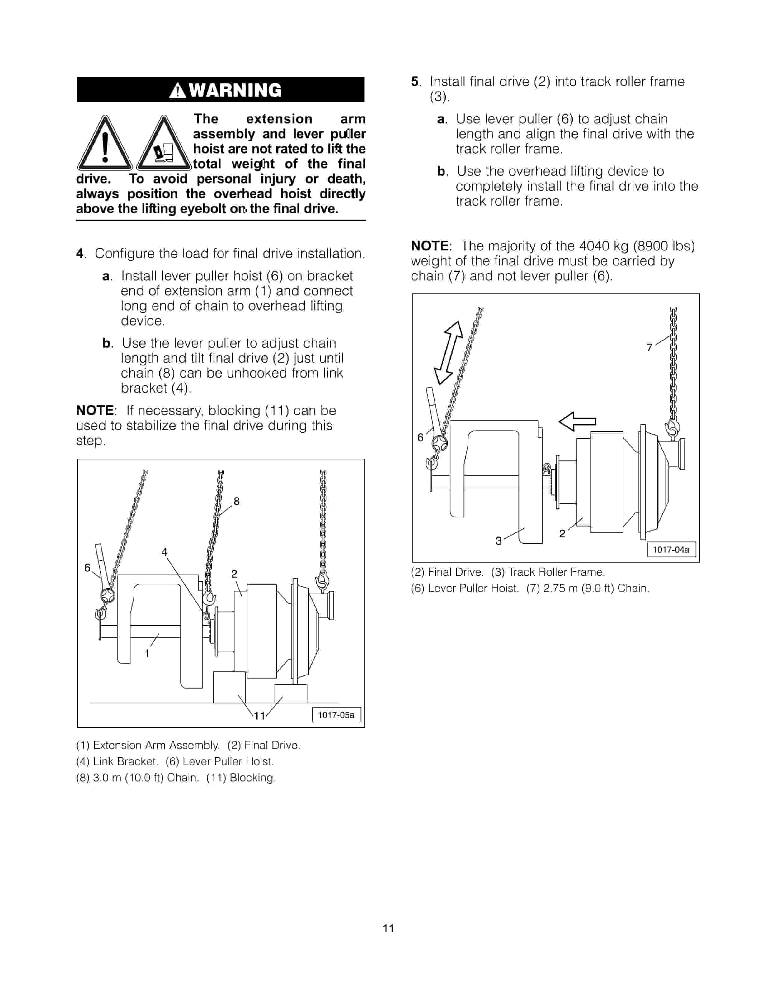 Caterpillar 4C-9695 Extension Arm Assembly Tool Operating Manual NEHS1017-3