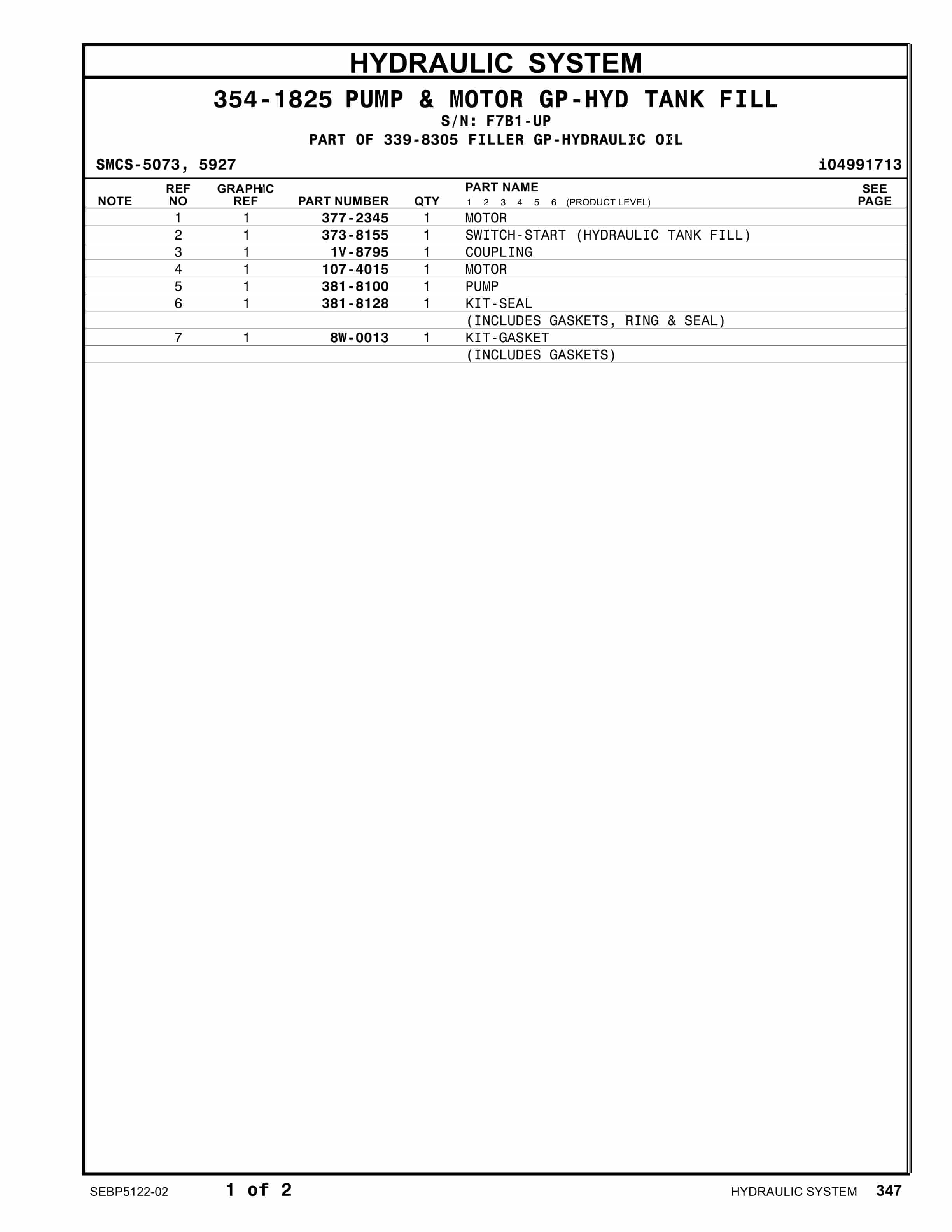 Caterpillar 521B Track Feller Buncher Parts Manual SEBP5122-02-3