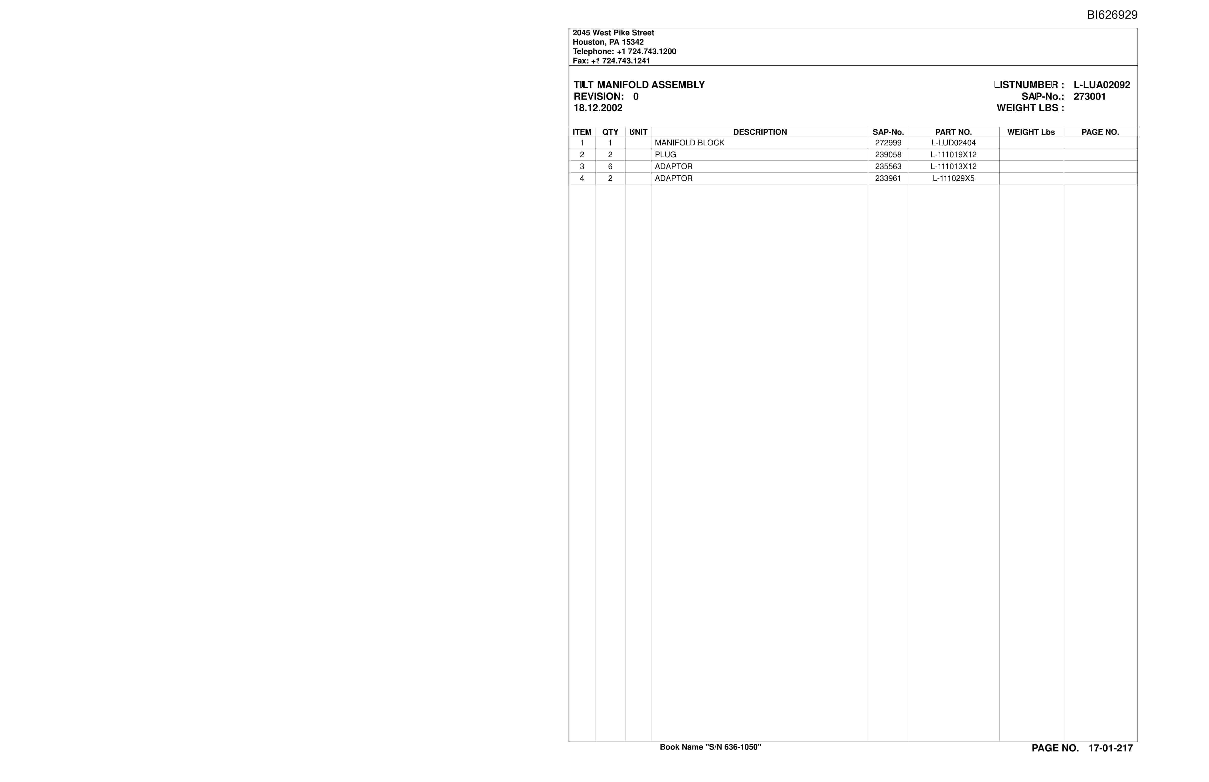 Caterpillar 52270 Gibson County Coal Parts Manual BI626929-3