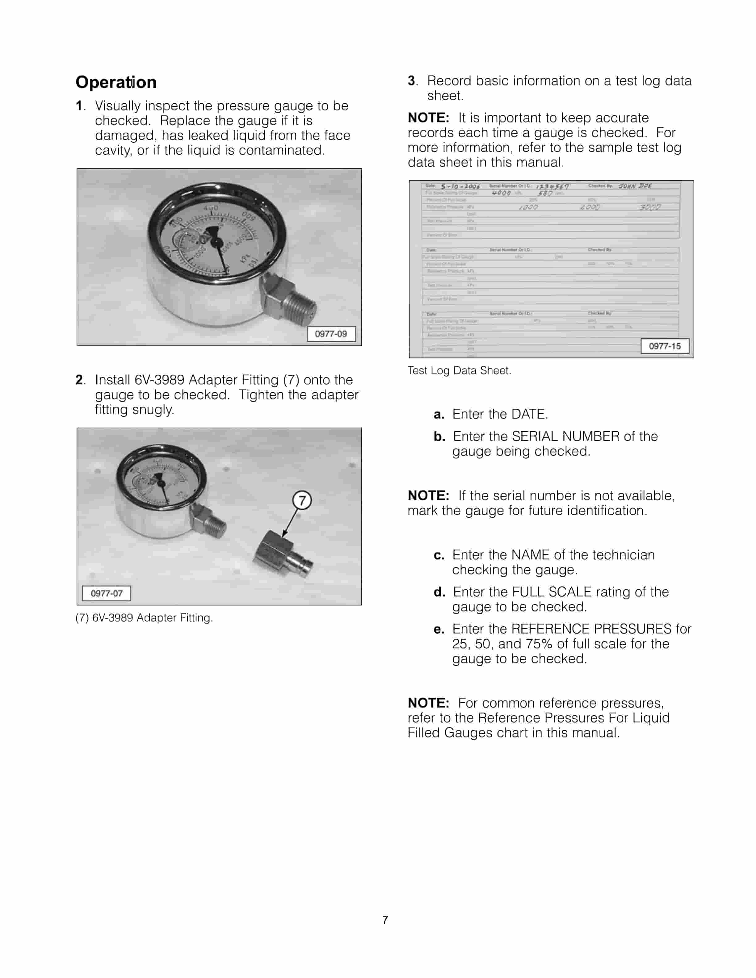 Caterpillar 5P-8558 Calibrating Pressure Gauge Group Tool Operating Manual NEHS0977-2