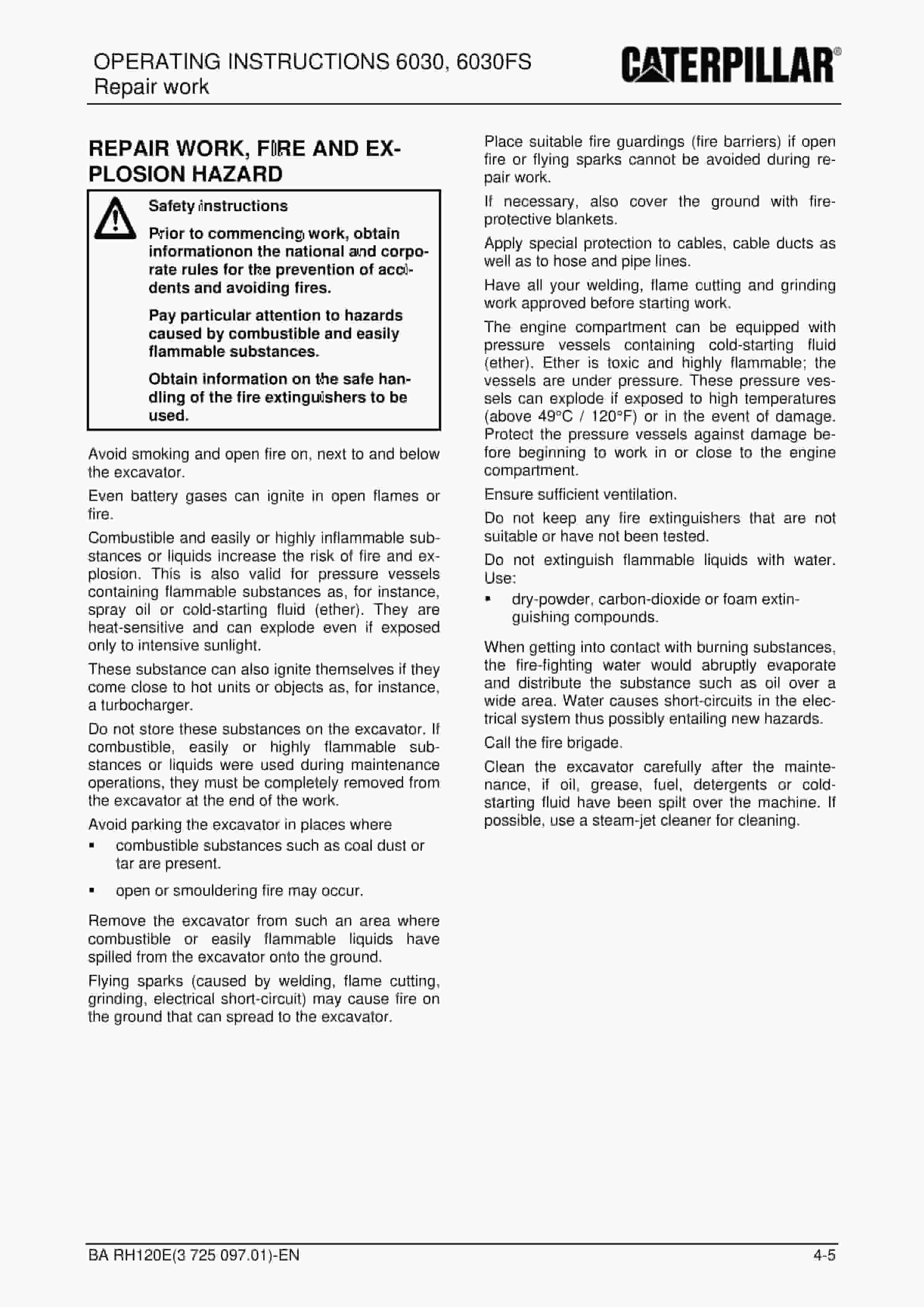 Caterpillar 6030, 6030FS Hydraulic Excavator Operating Instructions 3725097.01 5 Caterpillar 6030, 6030FS Hydraulic Excavator Operating Instructions 3725097.01 - Image 5