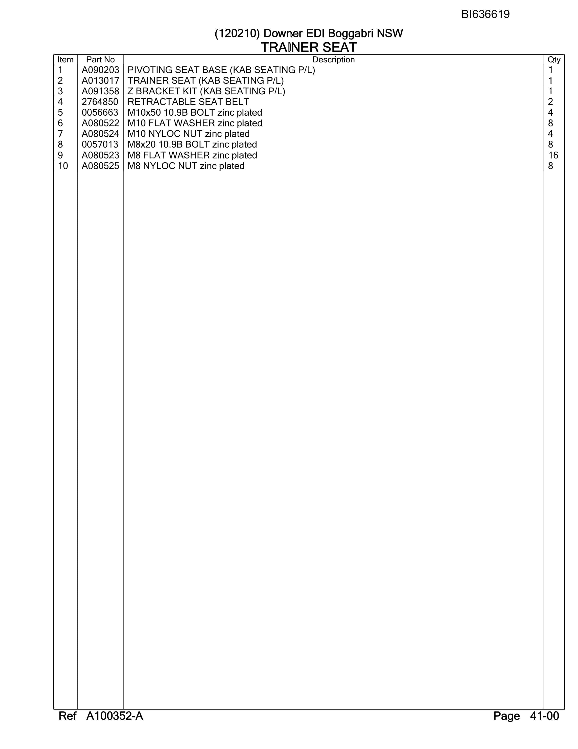 Caterpillar 6030 Hydraulic Shovel Australian Options - Parts Manual BI636619-3