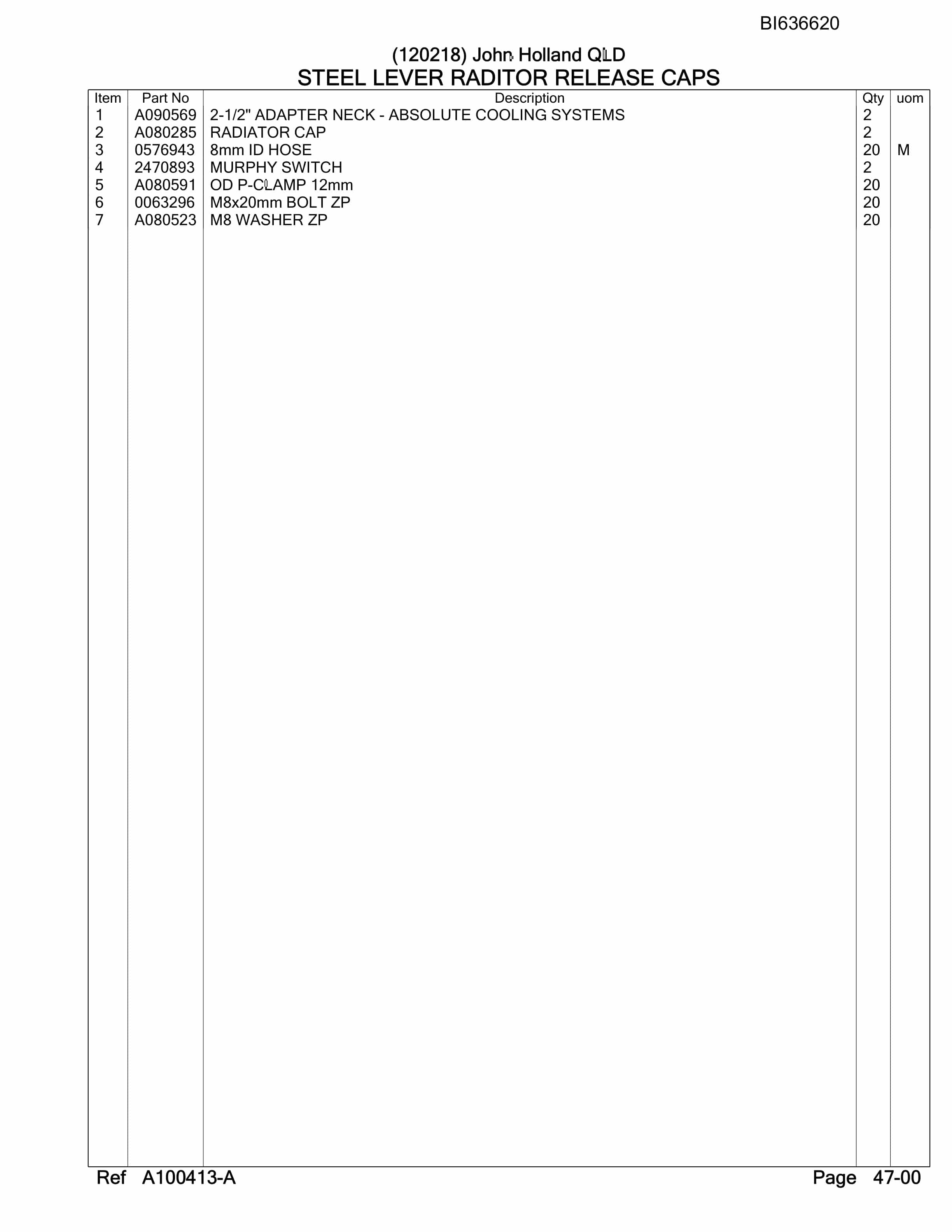 Caterpillar 6030 Hydraulic Shovel Australian Options - Parts Manual BI636620-4