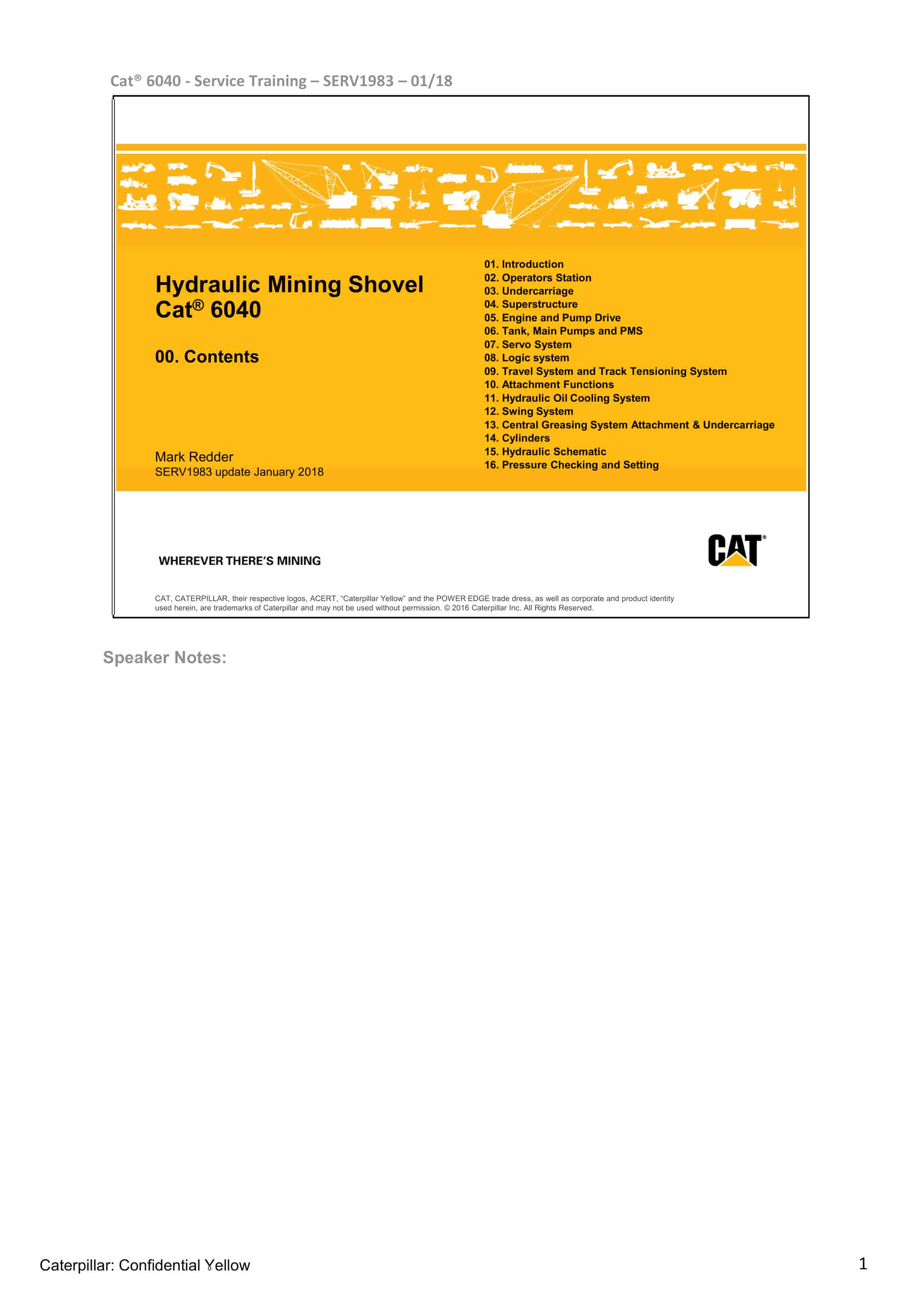 Caterpillar 6040 Hydraulic Mining Shovel Service Training SERV1983 1 Caterpillar 6040 Hydraulic Mining Shovel Service Training SERV1983