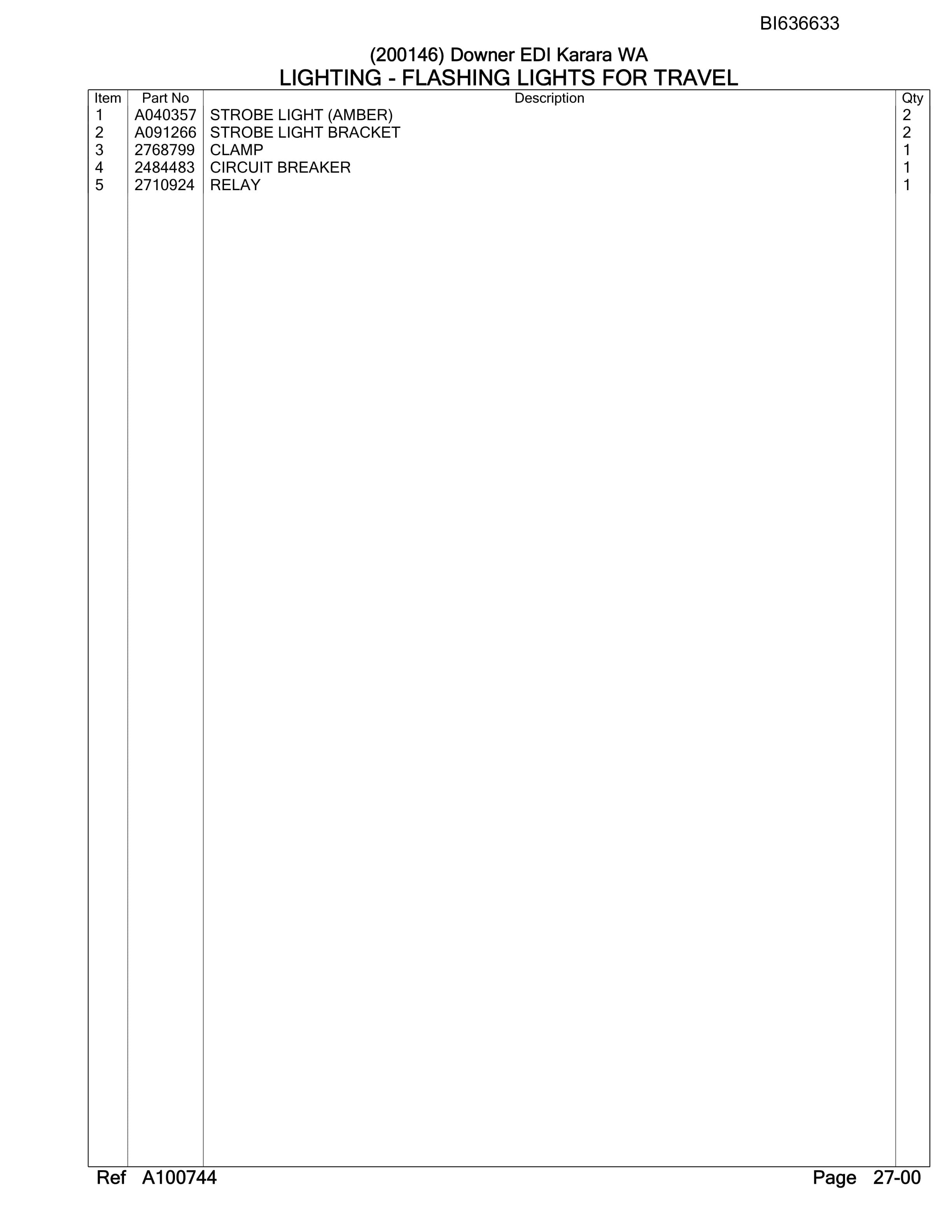 Caterpillar 6050 Hydraulic Face Shovel Australian Options - Parts Manual BI636633-3
