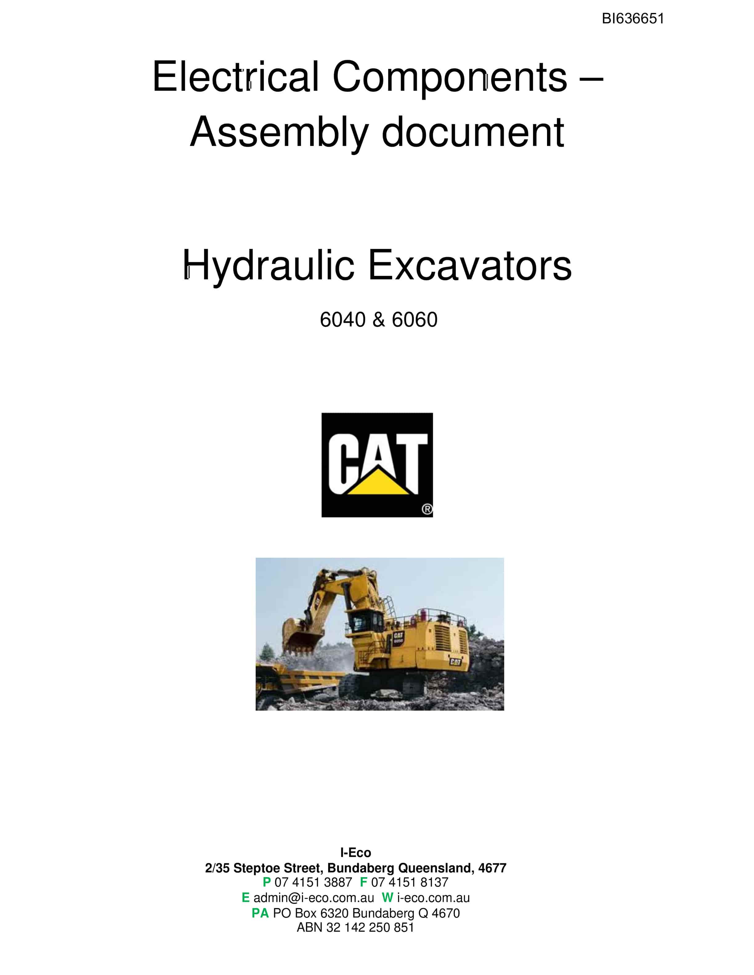 Caterpillar 6060 Hydraulic Shovel Australian Options - Parts Manual BI636651-5
