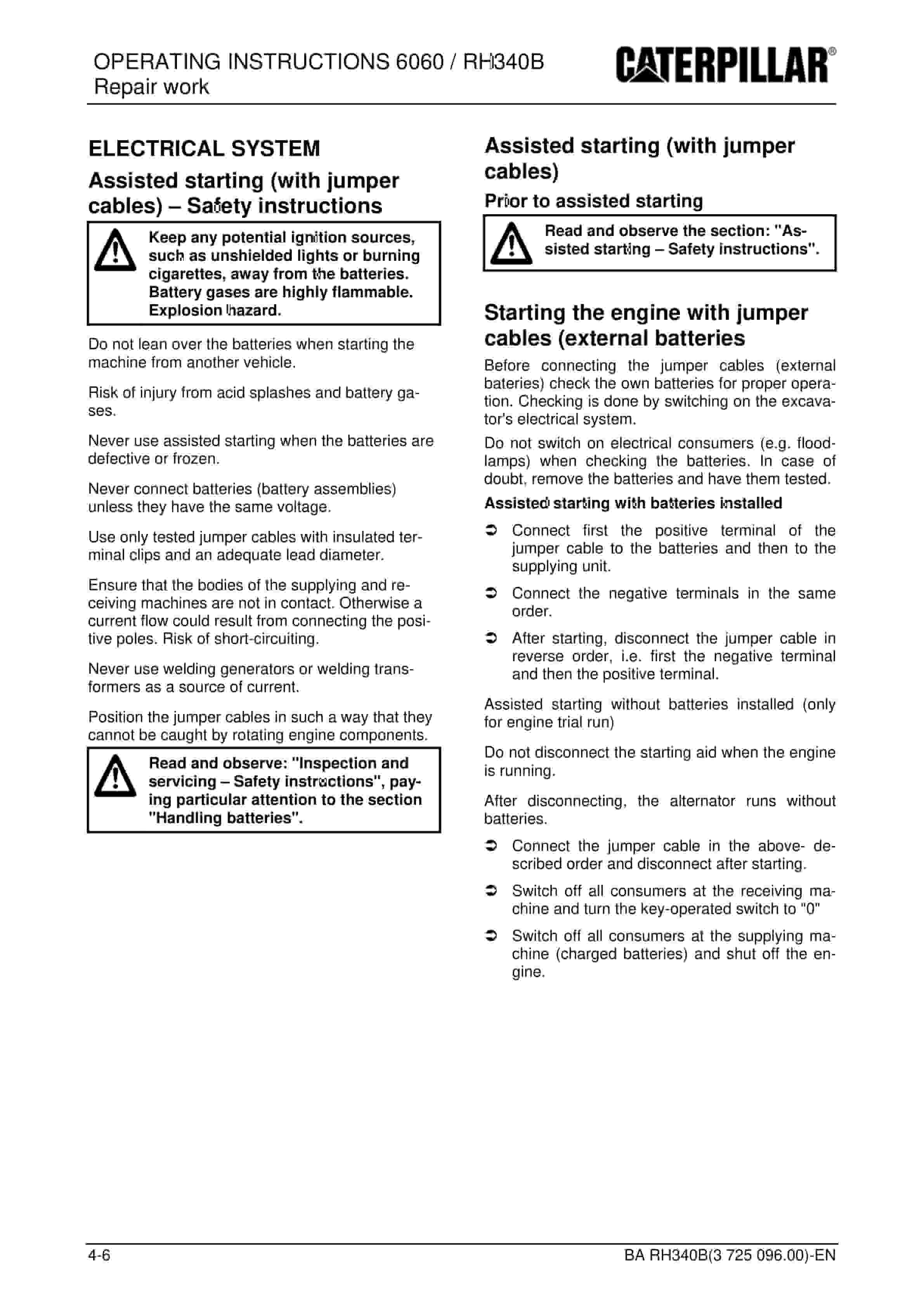 Caterpillar 6060, RH340B Hydraulic Excavator Operating Instructions 3725096 5 Caterpillar 6060, RH340B Hydraulic Excavator Operating Instructions 3725096 - Image 5