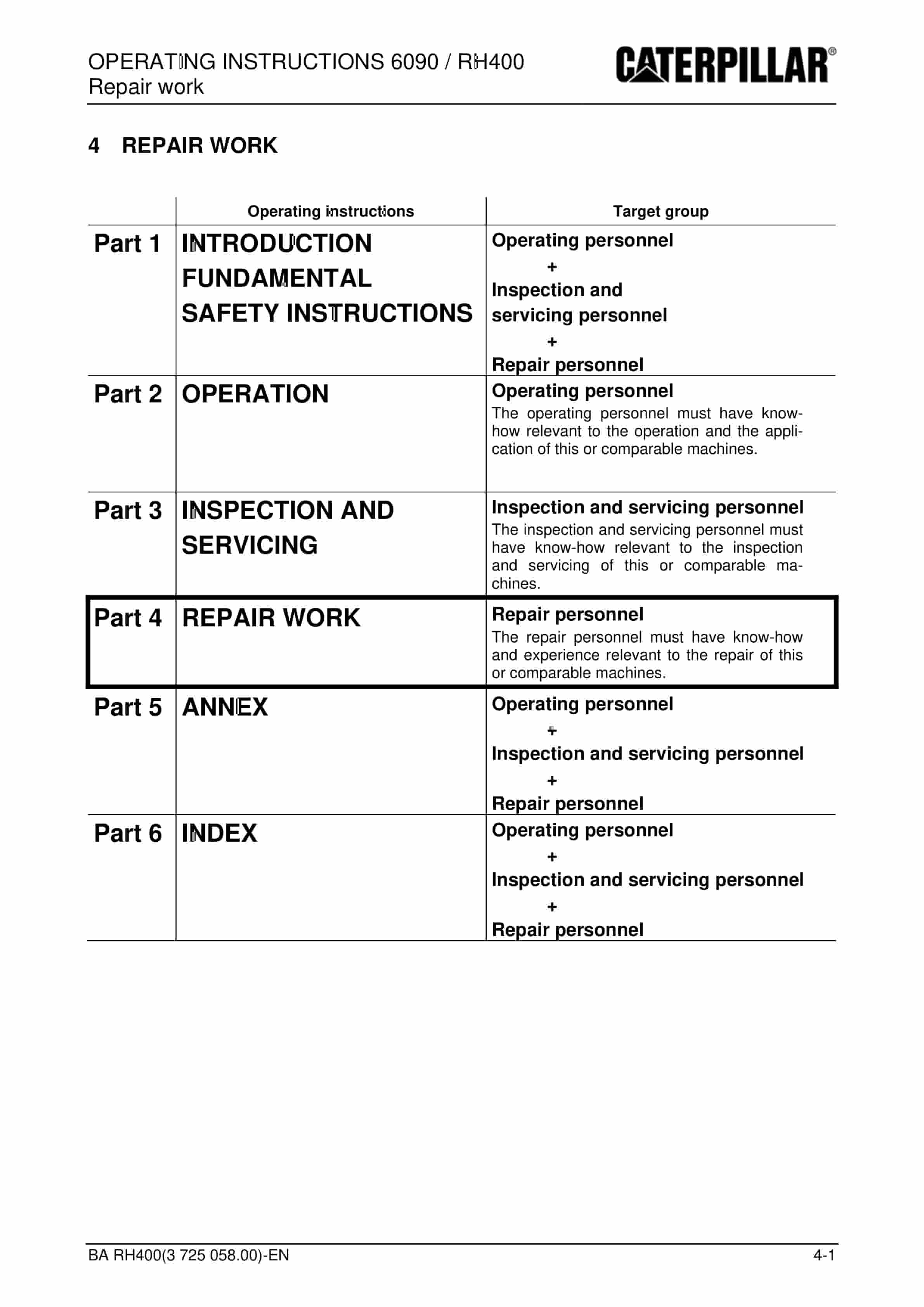 Caterpillar 6090, RH400 Hydraulic Shovel Operating Instructions 3725058 5 Caterpillar 6090, RH400 Hydraulic Shovel Operating Instructions 3725058 - Image 5