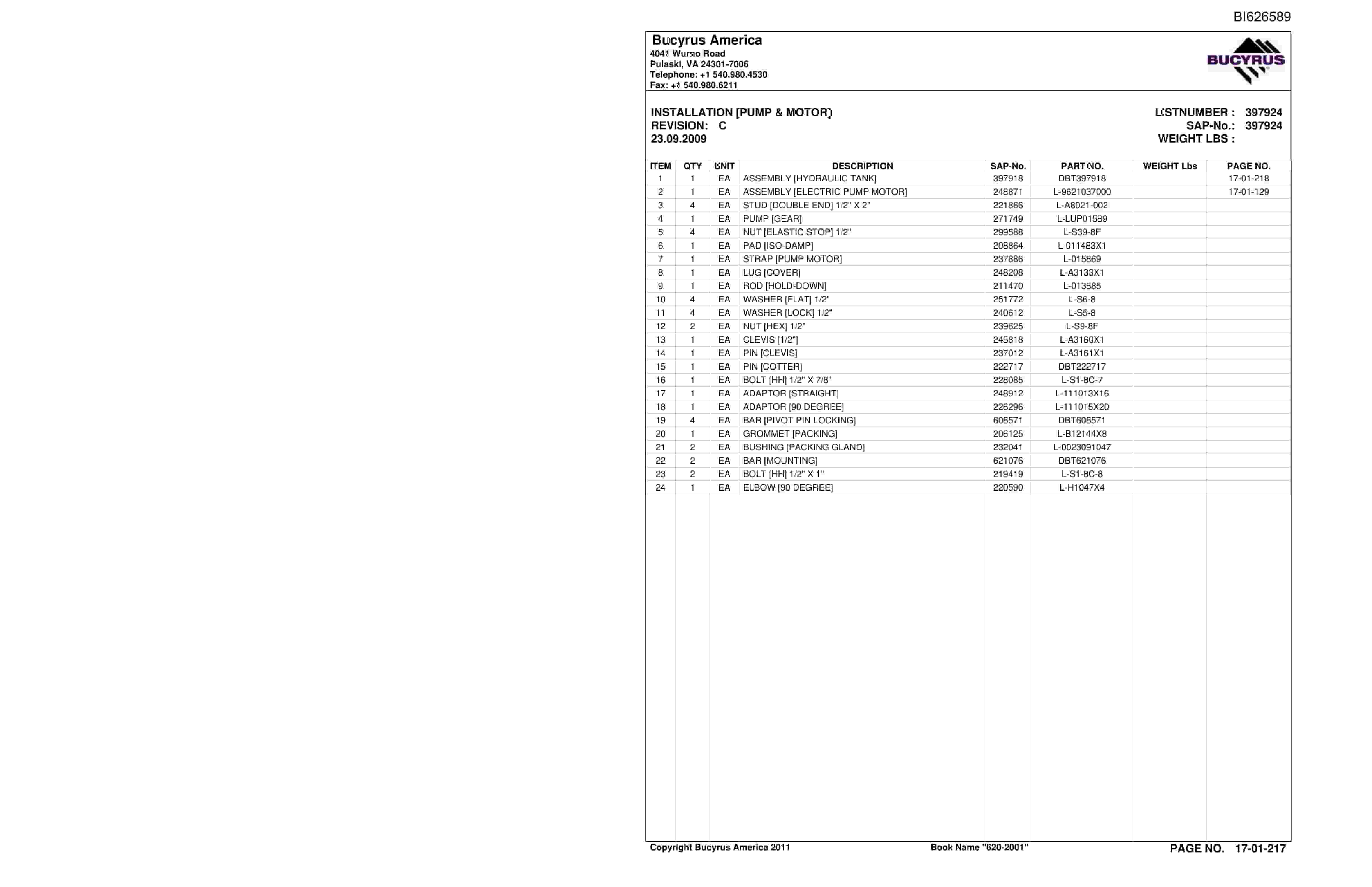 Caterpillar 620-2001 Versatrac Parts Manual BI626589-3
