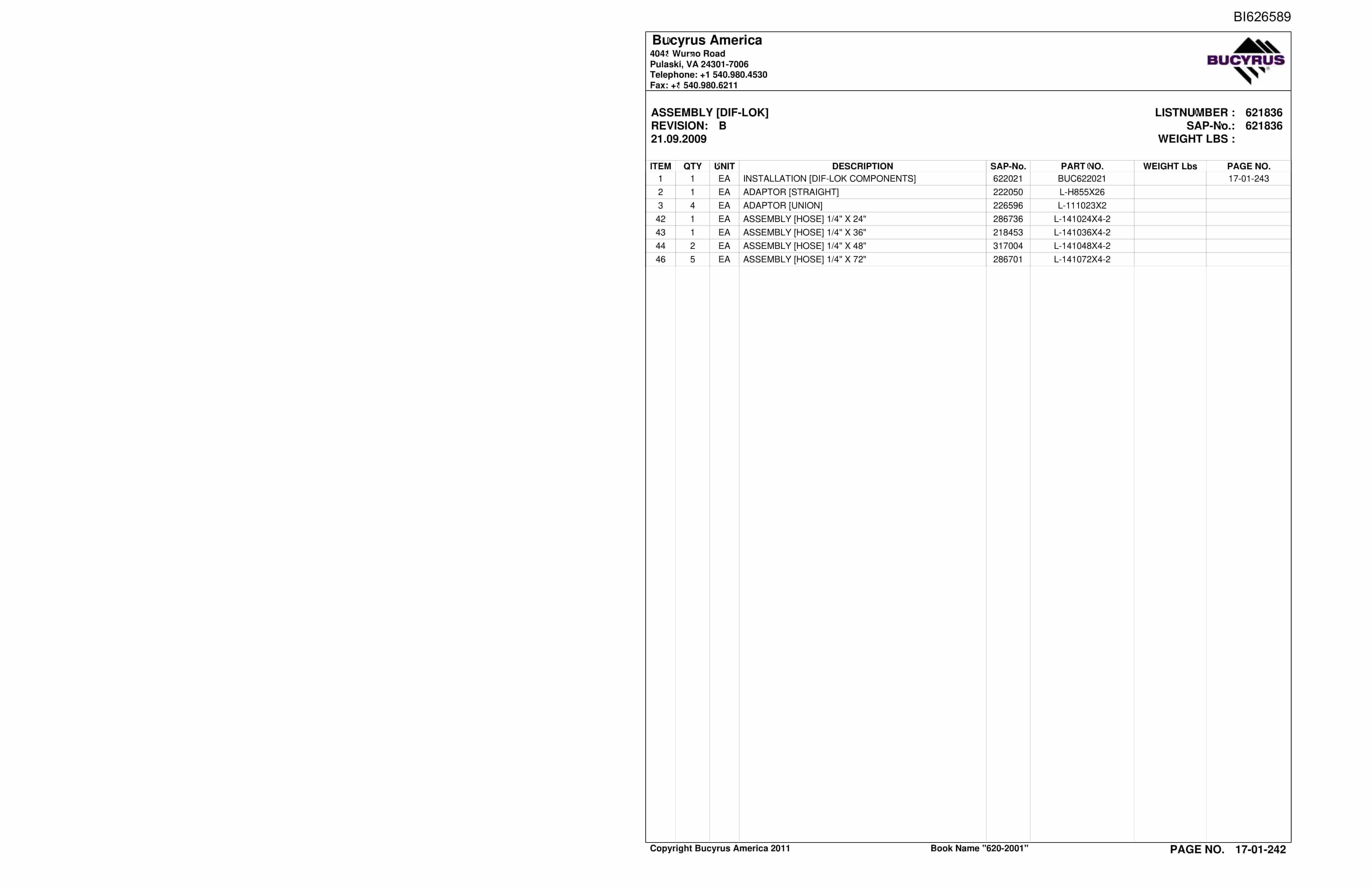 Caterpillar 620-2001 Versatrac Parts Manual BI626589-5