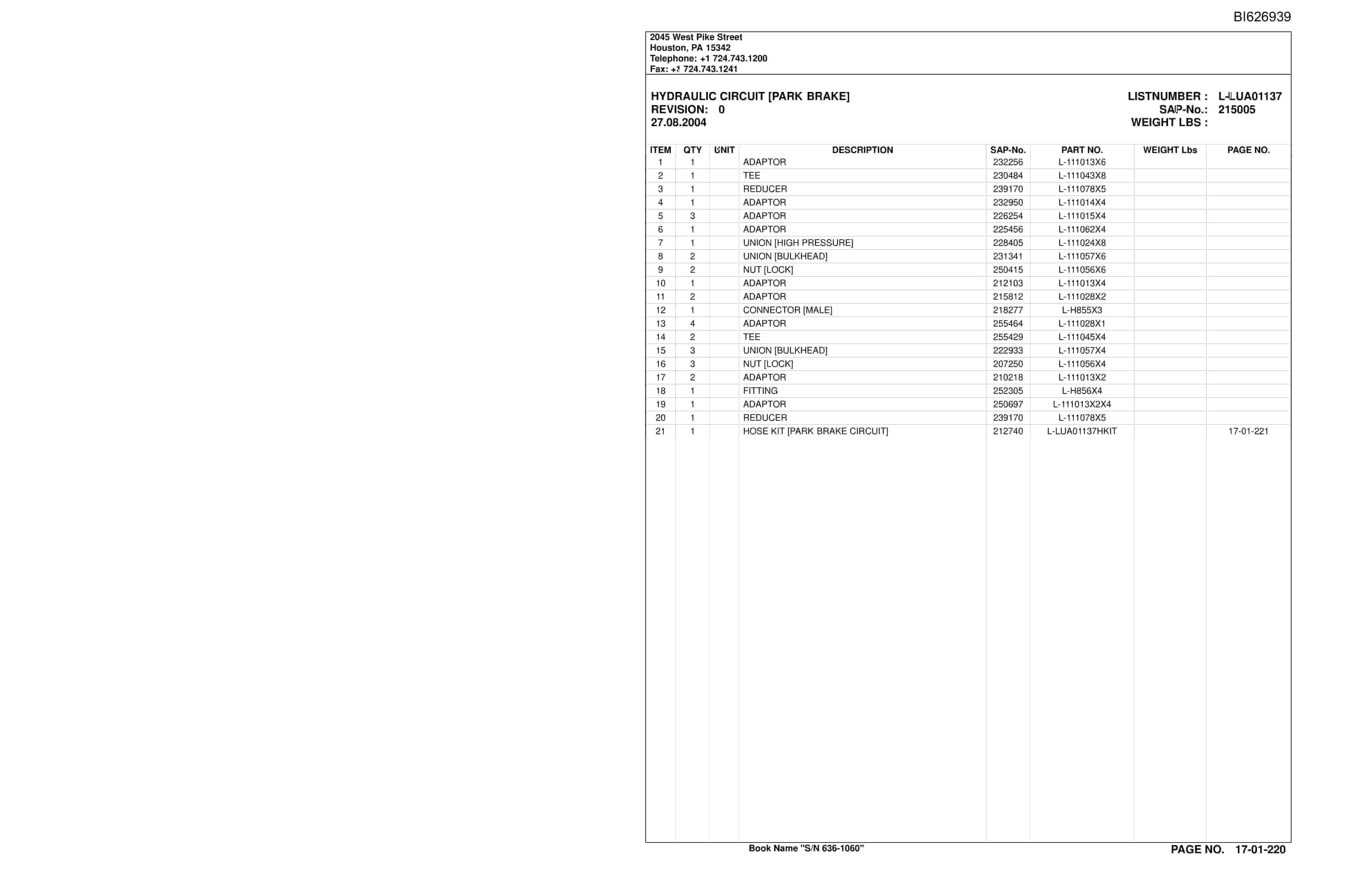 Caterpillar 636-1060 Versatrac Parts Manual BI626939-4