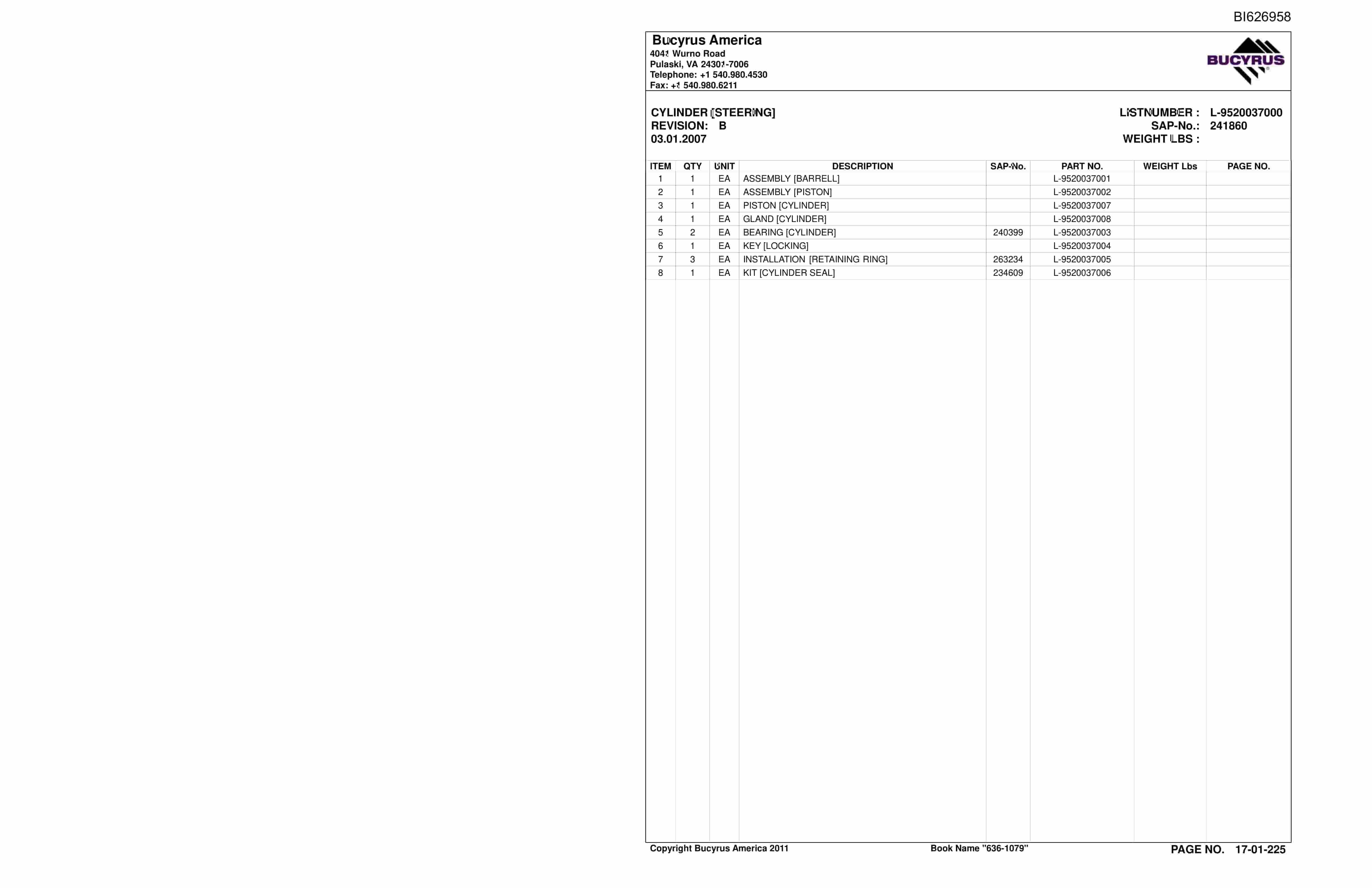 Caterpillar 636-1079 Versatrac Parts Manual BI626958-4